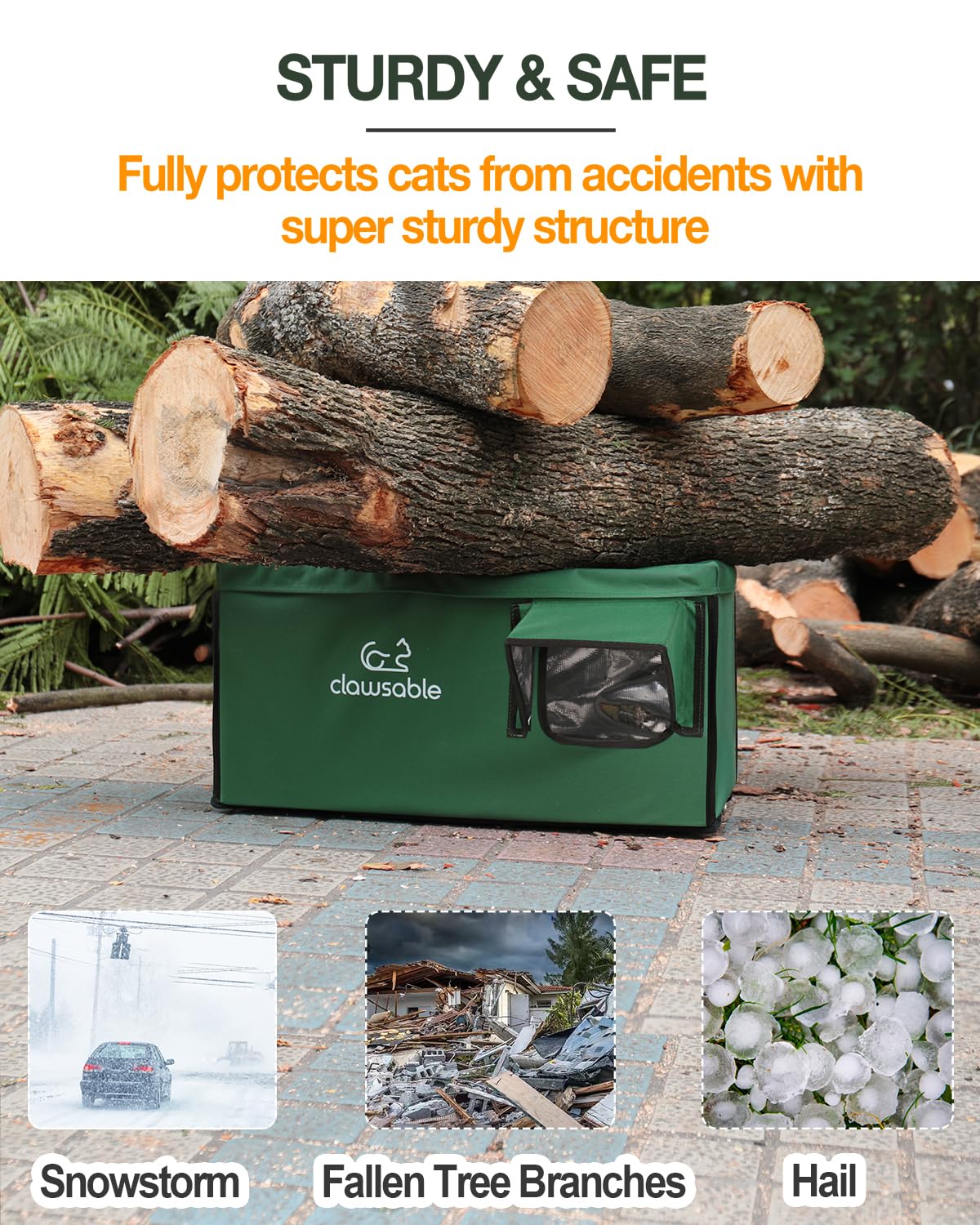 Outdoor Heated Cat House for Winter - Weatherproof & Insulated Shelter with Escape Door & Waterproof Heated Bed - Perfect for Stray, Feral & Barn Cats - Keep Pets Warm in Cold Weather for Porch, Garage & Backyard Use