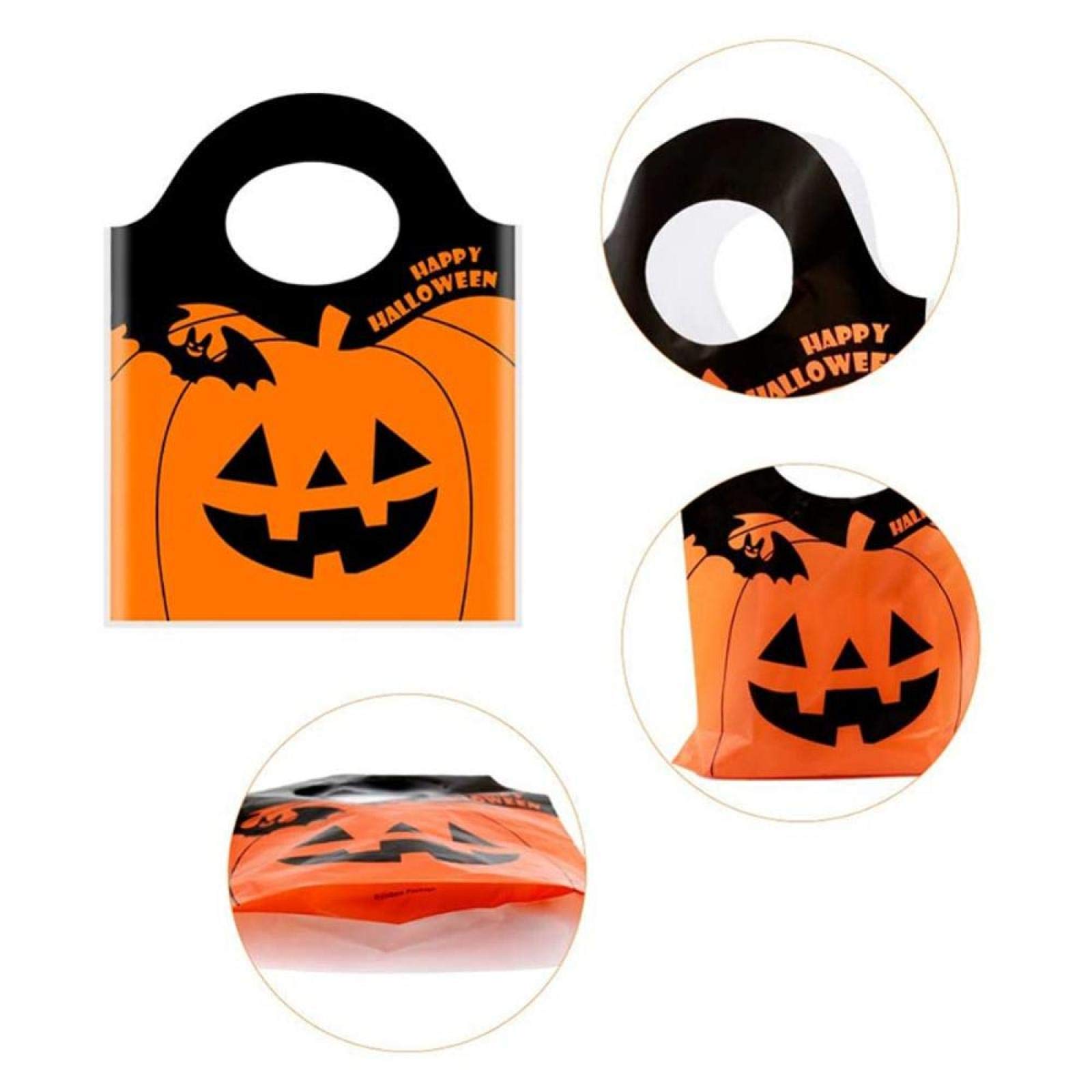50-Pack Halloween Gift Bags - Pumpkin Lantern Tote Bags for Candy, Snacks & Party Favors | Reusable Storage Bags for Halloween Parties, Trick-or-Treating & School Events