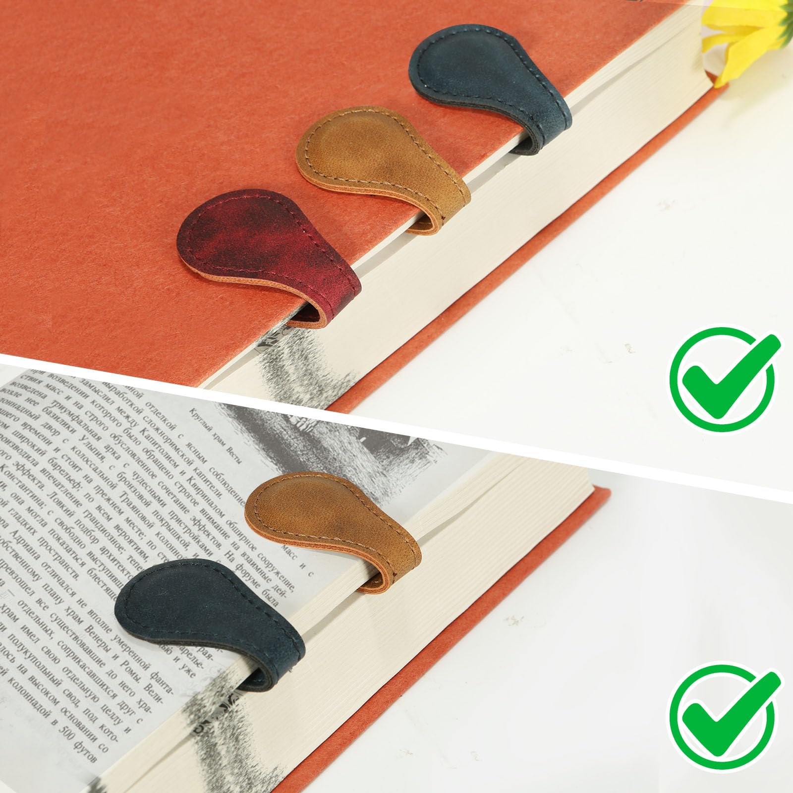 Magnetic Leather Bookmarks for Women & Kids - Elegant Reading Accessories for Book Lovers, Perfect Gifts for Friends & Family - Ideal for Home, Office & Travel Use