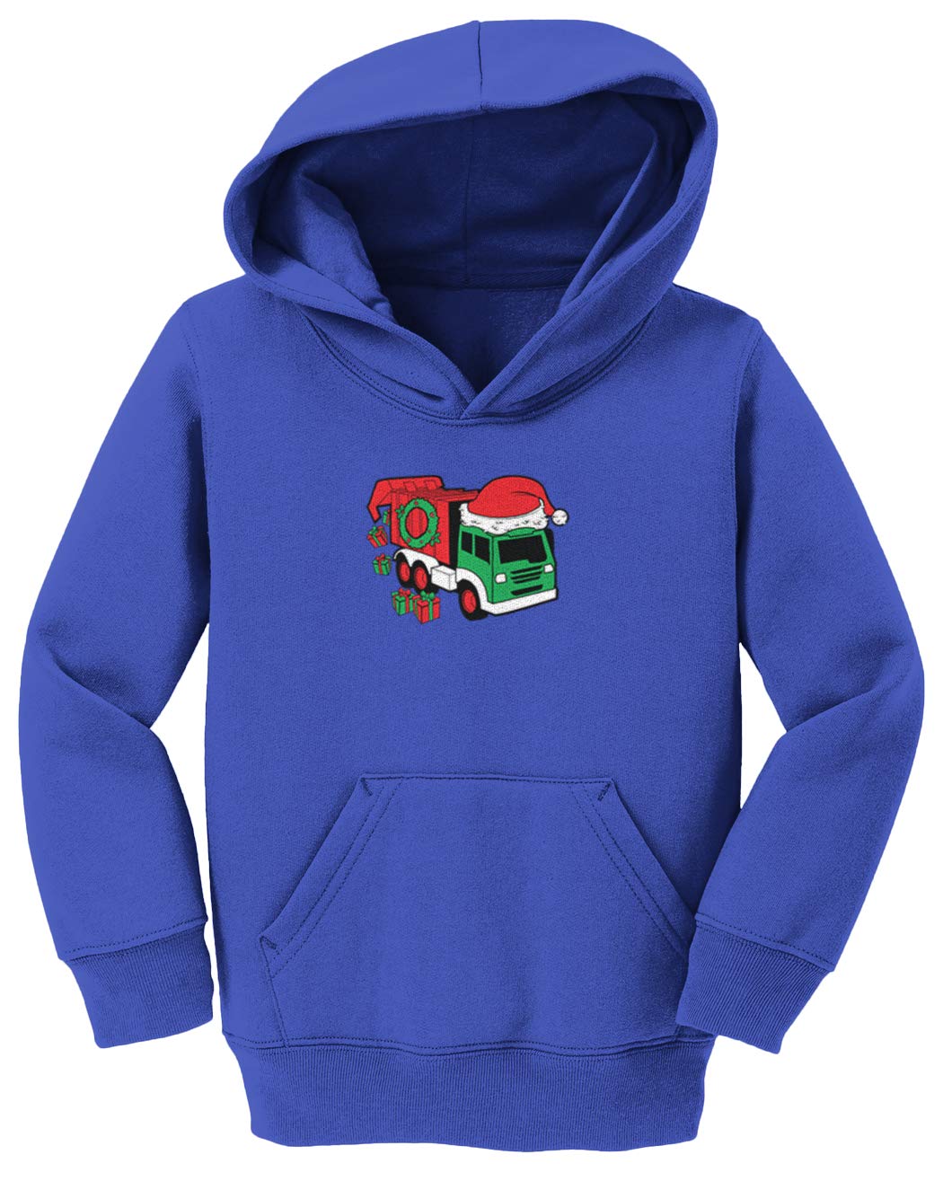 Christmas Garbage Truck Fleece Hoodie with Wreath Lights - Cozy Toddler & Youth Pullover for Holiday Parties & Winter Outings