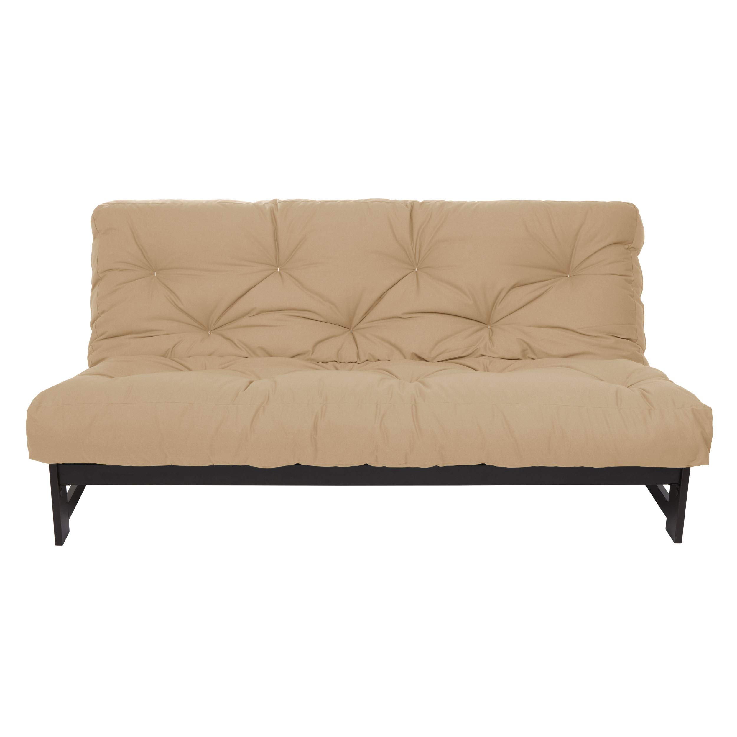 Mozaic Queen Size 8-inch Cotton Twill Gel Memory Foam Futon Mattress - Breathable & Supportive - Khaki Color - Perfect for Guest Beds, Dorm Rooms & Small Apartments