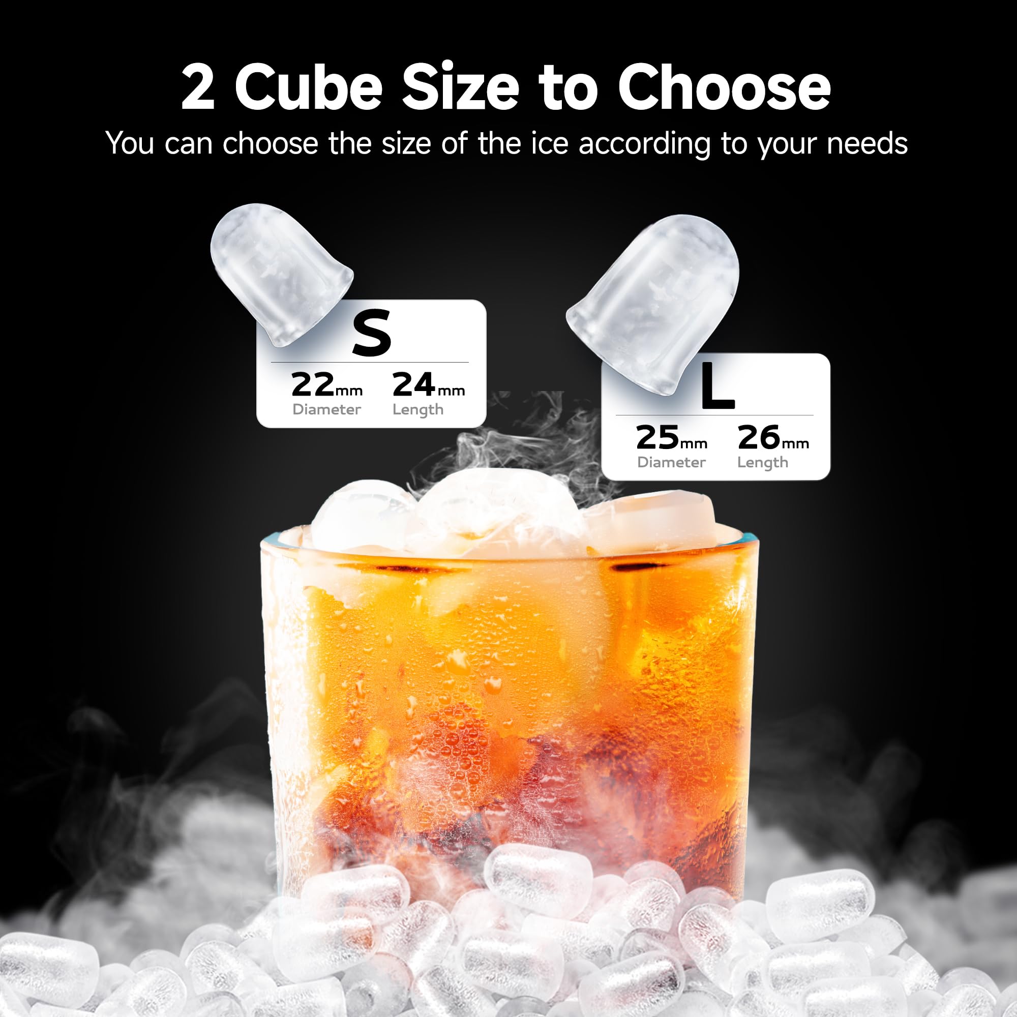 EUHOMY Portable Ice Maker Machine - 9 Cubes in 6 Minutes, 26lbs/24H, Self-Cleaning Countertop Ice Maker with Carry Handle, Ice Basket & Scoop, 2 Ice Size Options for Home, Kitchen, Office, RV & Outdoor Parties