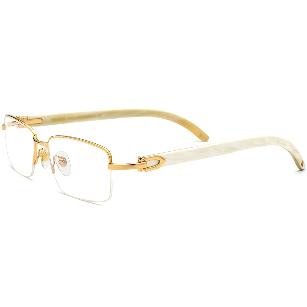 HEPIDEM 100% Genuine Buffalo Horn Handmade Square Rimless Luxury Sunglasses - UV Protection, Lightweight & Durable for Outdoor Activities, Driving, Beach & Fashion Accessories