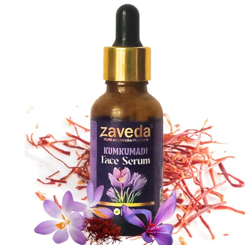 Zaveda Kumkumadi Face Serum 30ml - Skin Brightening & Glow Face Oil for Radiant Complexion | Reduces Dark Spots & Pigmentation | Kumkumadi Tailam Ayurvedic Treatment | Perfect for Nighttime Skincare & Anti-Aging Routine