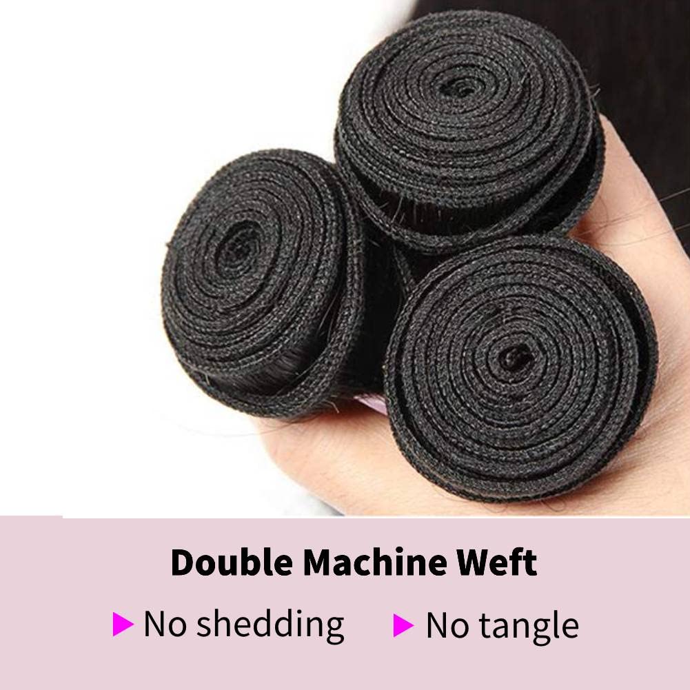 22 24 26 Inch Body Wave Human Hair Bundles - 100% Unprocessed Brazilian Virgin Hair Extensions (3 Bundles, Natural Black) for Styling, Weaving & Everyday Glamour