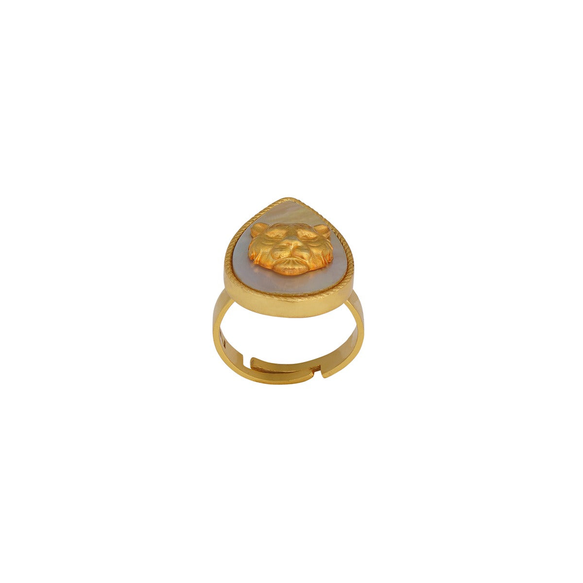 Tigris Charm - Elegant Tiger Ring with Genuine Mother of Pearl Inlay | Perfect for Women's Fashion Jewelry, Boho Style Accessories, and Unique Gift Ideas