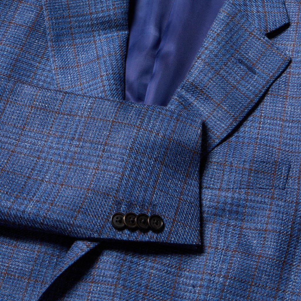 Corneliani Men's Power Wool Blend Blazer - Blue & Brown Classic Fit - Perfect for Business Meetings & Formal Events