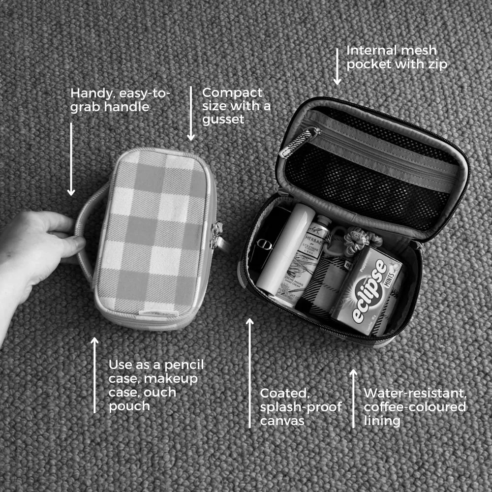 Handy Handle Case for iPhone - Stylish Sage Gingham Pattern Protective Phone Cover | Perfect for Everyday Use, Travel & Outdoor Activities