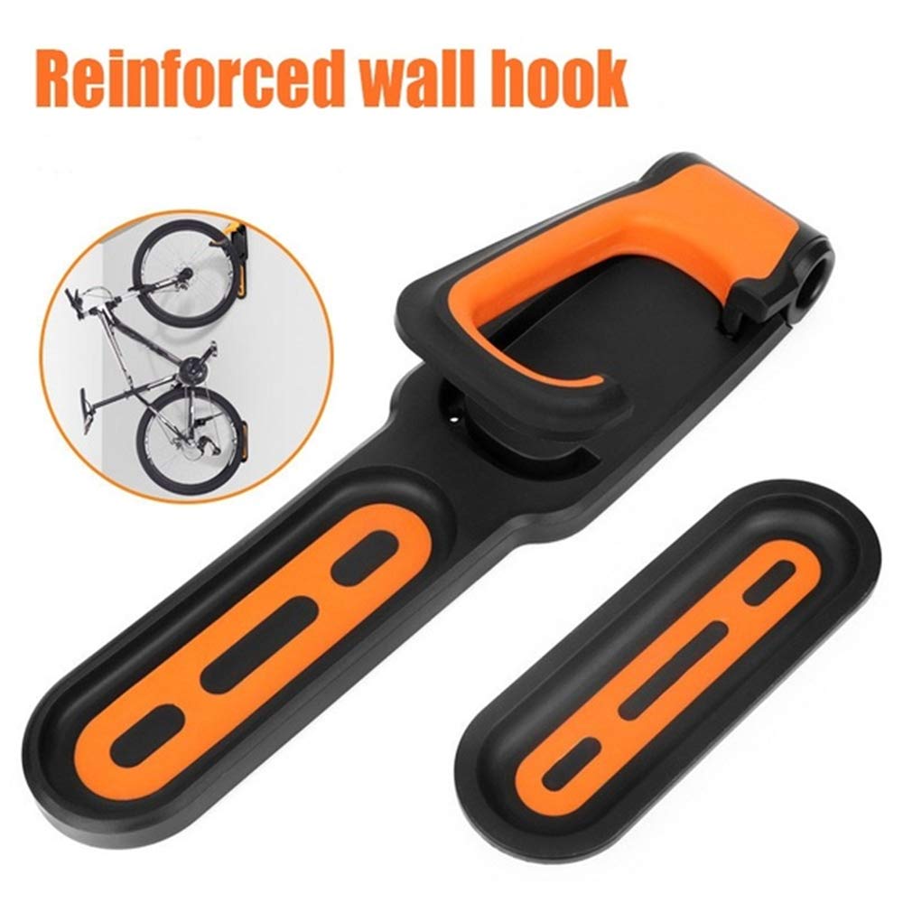 1PC Adjustable Wall Mount Bike Rack - Space Saving Garage Bicycle Hanger Storage Stand for Indoor/Outdoor Use - Orange (Perfect for Apartments, Garages & Small Spaces)