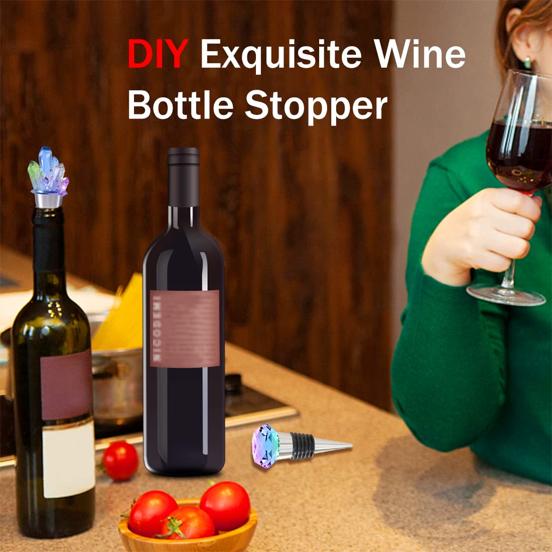 Voyyphixa 3-Piece Resin Wine Stopper Molds with 4 Stoppers - Silicone Bottle Stopper Molds for Epoxy Casting, Geometric Sphere Crystal Cluster Diamond Molds - Perfect for DIY Crafts, Wine Lovers & Home Decor