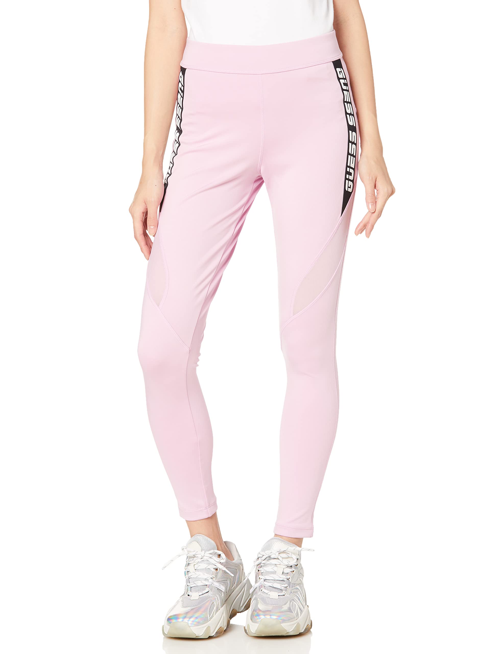 GUESS Factory Eco-Friendly Active Mesh Leggings for Women - High-Waisted Yoga Pants with Breathable Fabric for Workout, Running & Lounge Wear