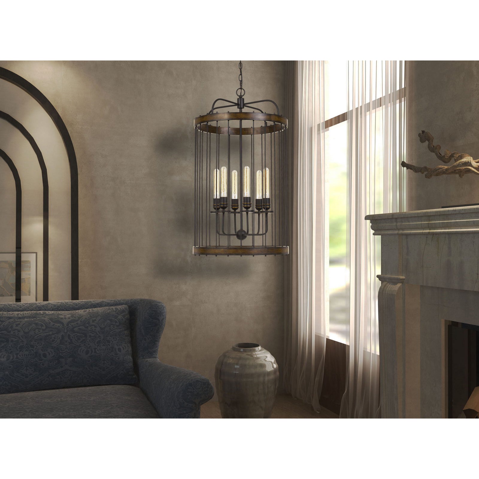 Cal Lighting Cantania 60W X 6 Metal Pendant Light Fixture - Modern Industrial Ceiling Lighting for Kitchen Island, Dining Room, and Restaurant Decor