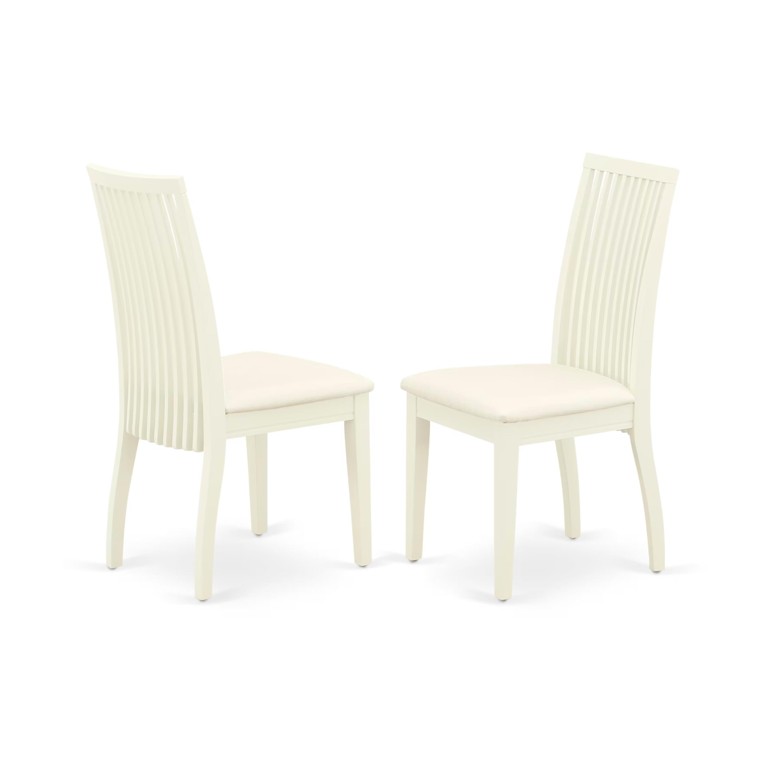 East West Furniture DMIP3-LWH-C 3-Piece White Linen Dining Set with Round Drop-Leaf Table (42x42 Inch) & 2 Upholstered Chairs - Perfect for Small Kitchens, Breakfast Nooks & Cozy Apartments