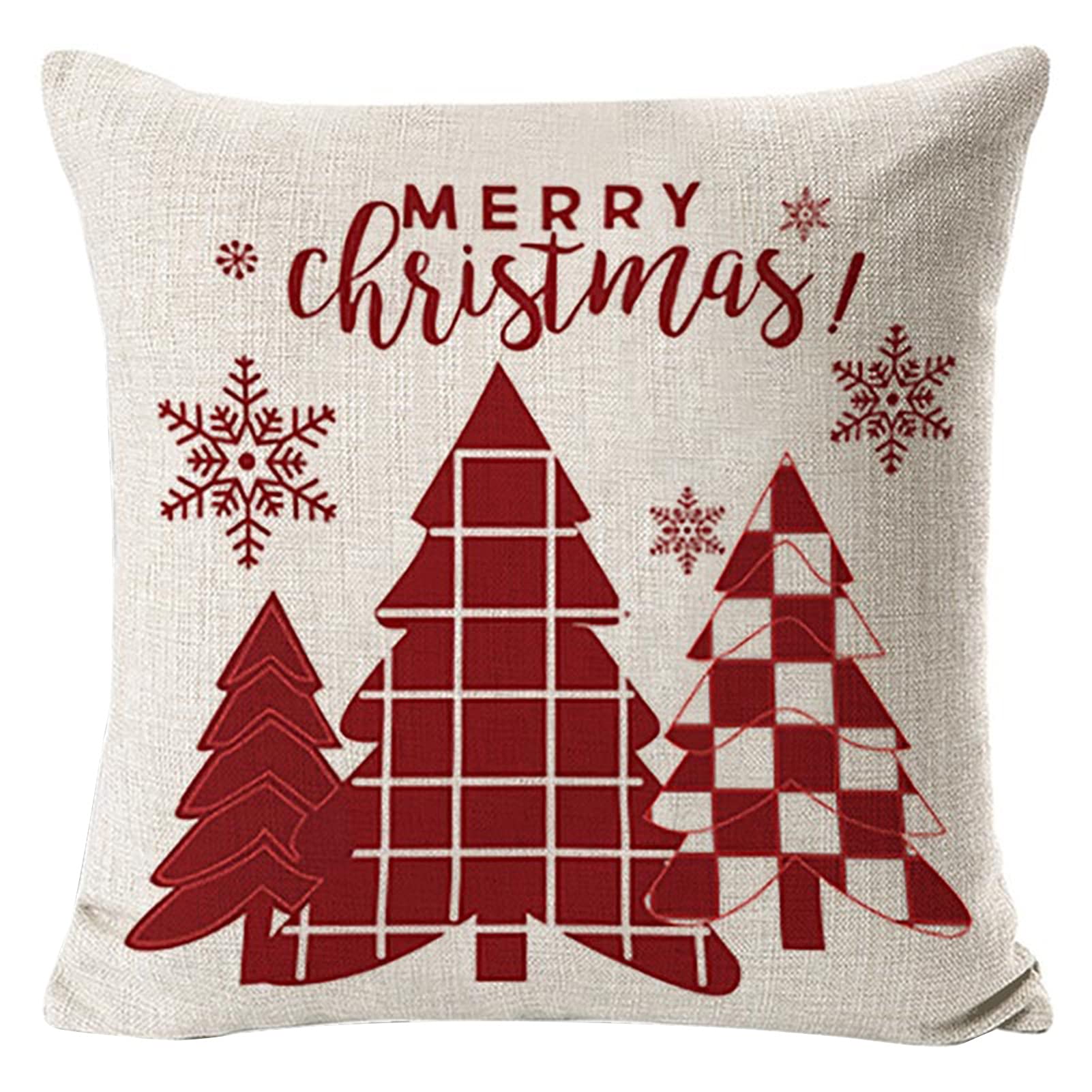 HEVIRGO Christmas Throw Pillow Covers - 18x18 Inch Square Flax Linen Cushion Covers, Breathable Skin-Friendly Holiday Home Decor for Sofa, Bed, Couch (Set of 2) - Perfect for Christmas Living Room, Bedroom & Seasonal Home Styling