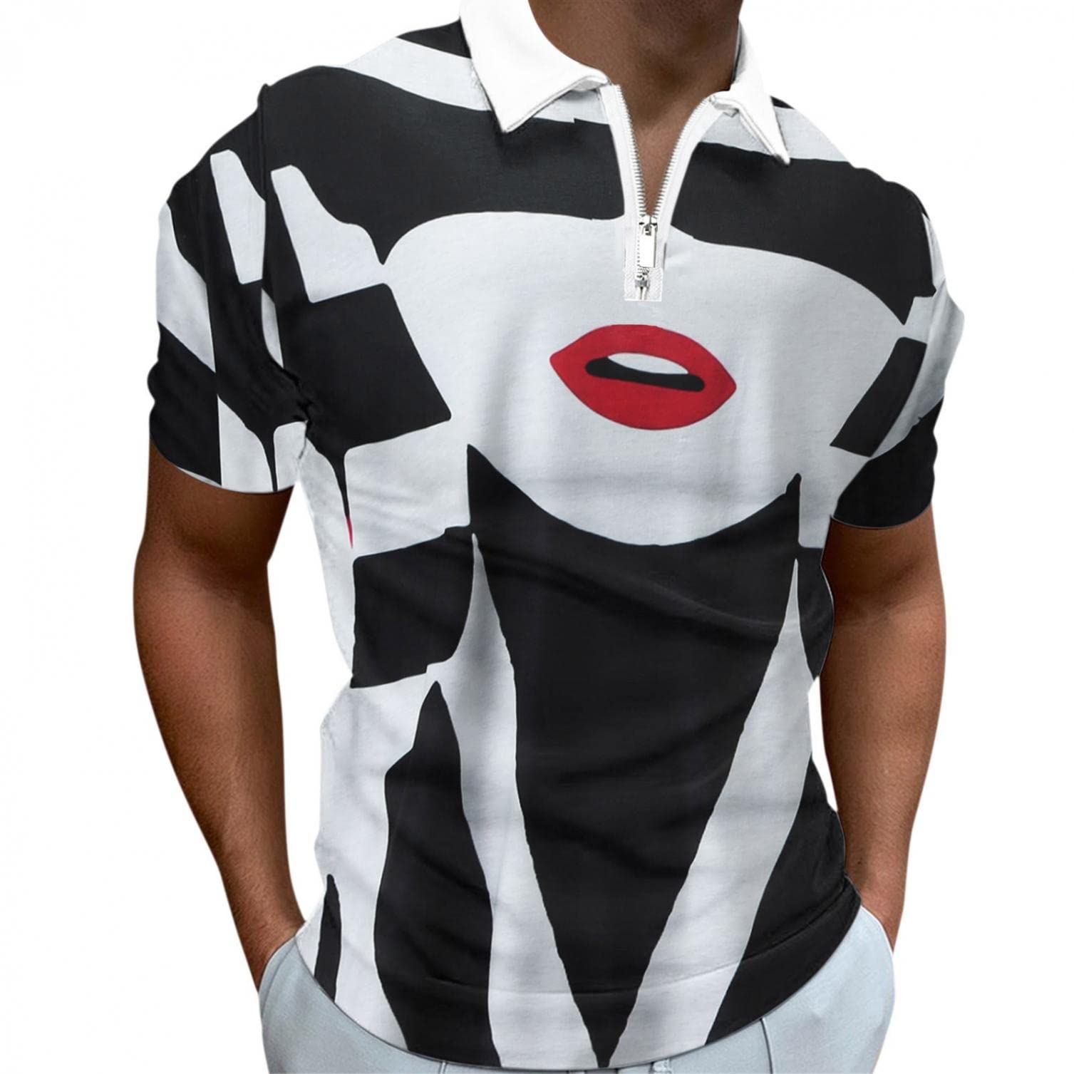 Premium Men's Short Sleeve Polo Shirts - Breathable Dressy Casual T-Shirts with Turn Down Collar & Zipper Detail | Perfect for Spring Outfits, Office Wear & Weekend Casual Looks