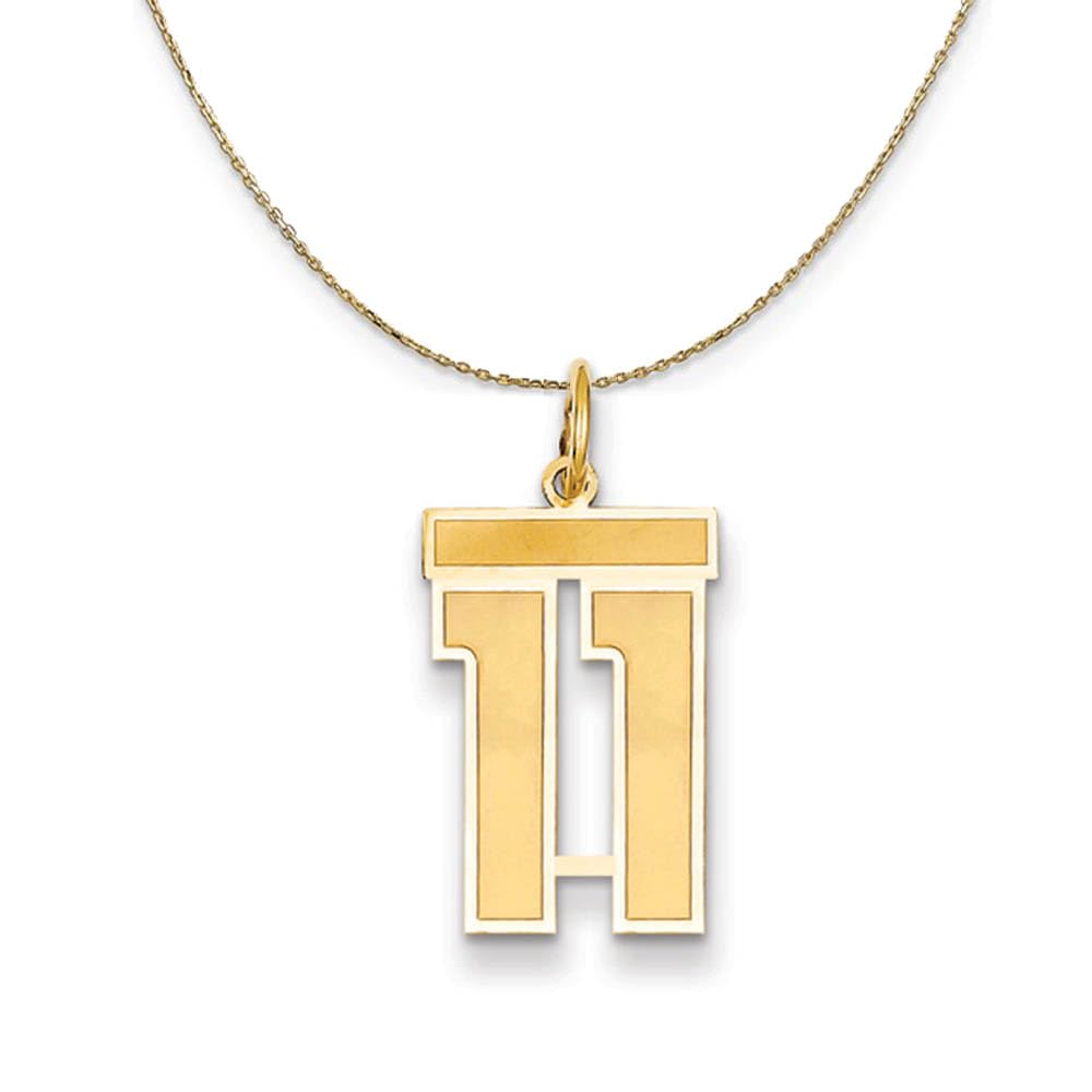 14K Yellow Gold Jersey Number 11 Necklace - Elegant Black Bow Pendant for Women, Perfect for Birthday Gifts, Anniversaries & Special Occasions
