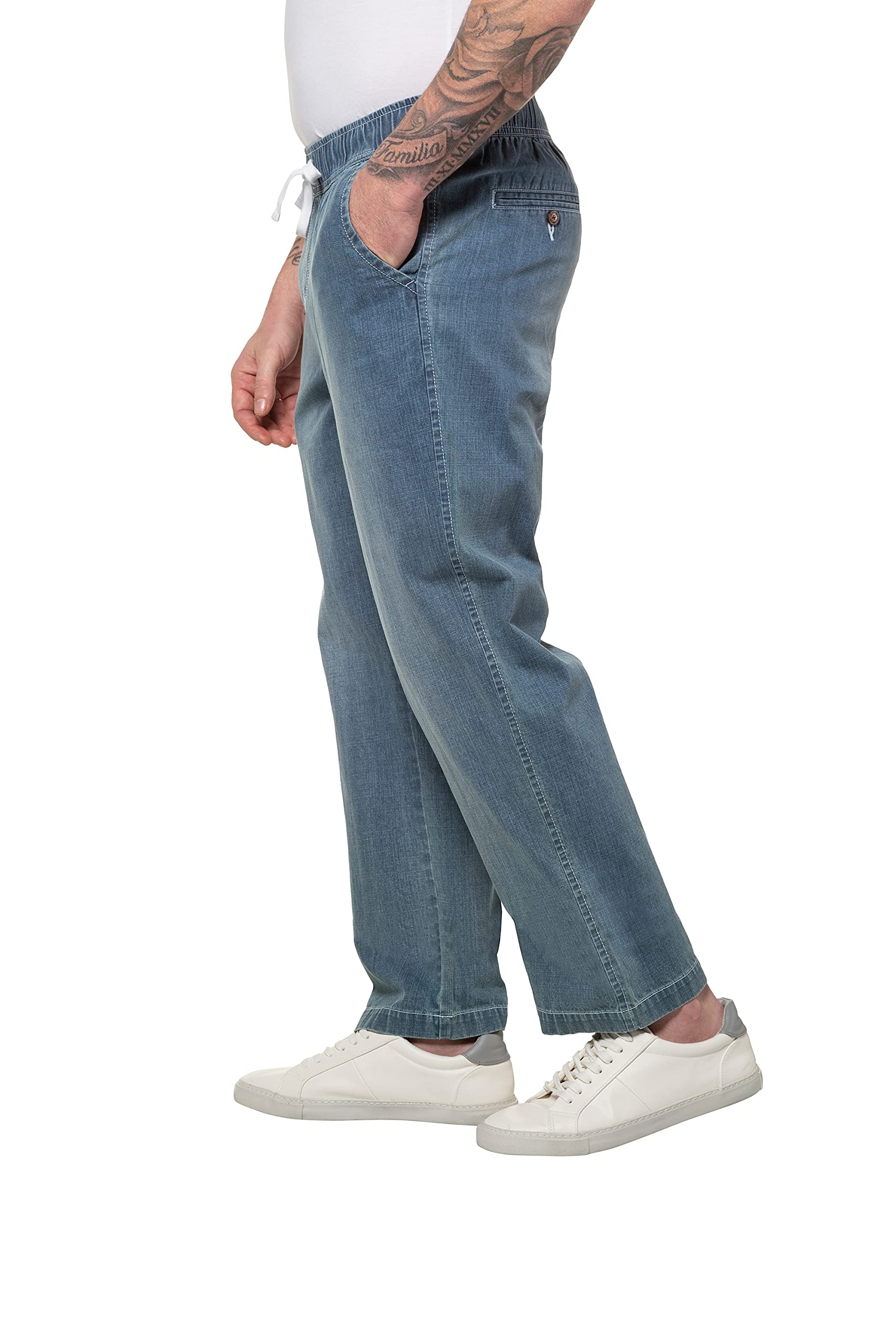 JP 1880 Men's Big & Tall Stretch Denim Jeans - Classic Blue Wash, Comfort Fit (Size Large) - Perfect for Casual Wear, Work & Outdoor Activities