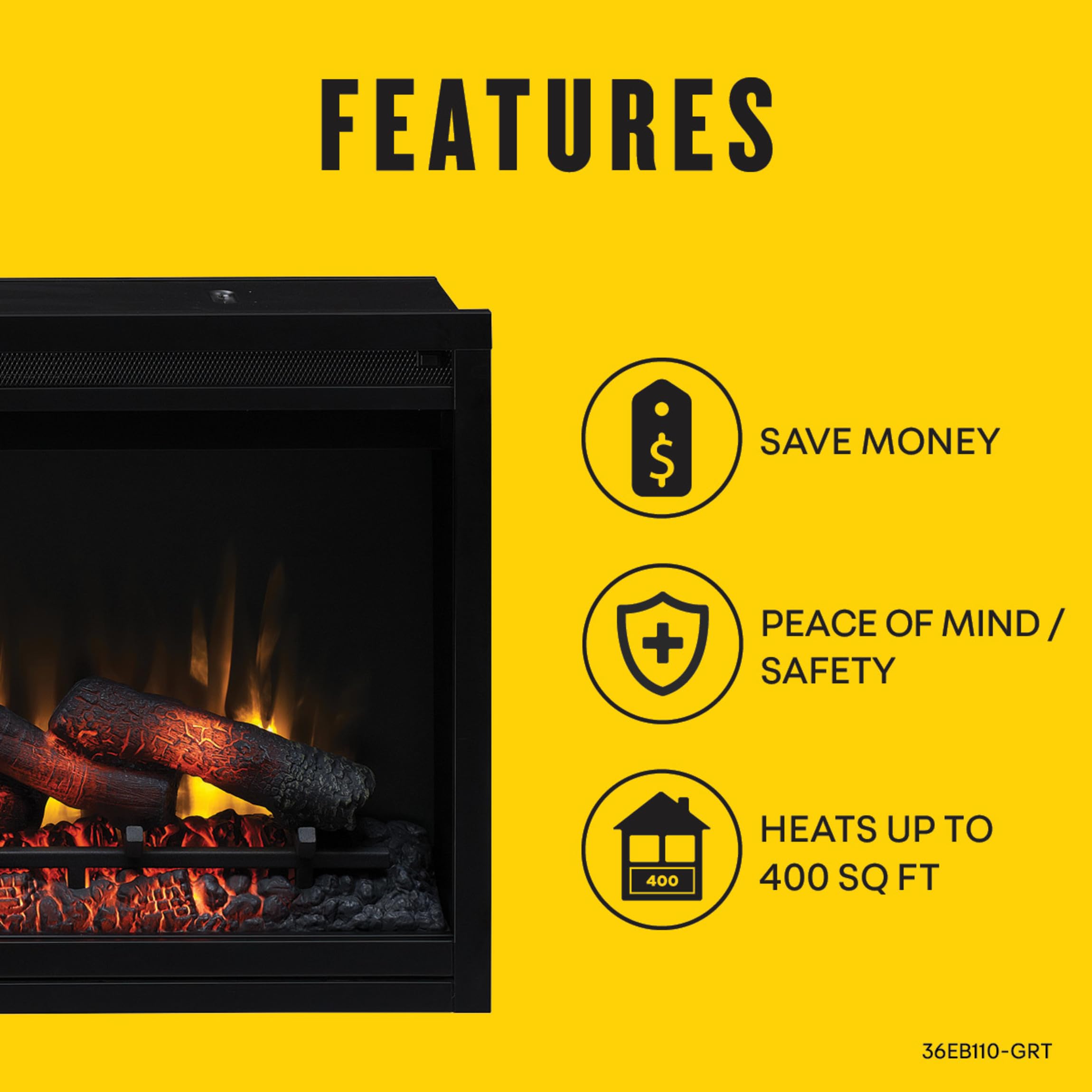 ClassicFlame 36-Inch Traditional Built-In Electric Fireplace Insert - 120V - Perfect for Living Rooms, Bedrooms & Home Decor