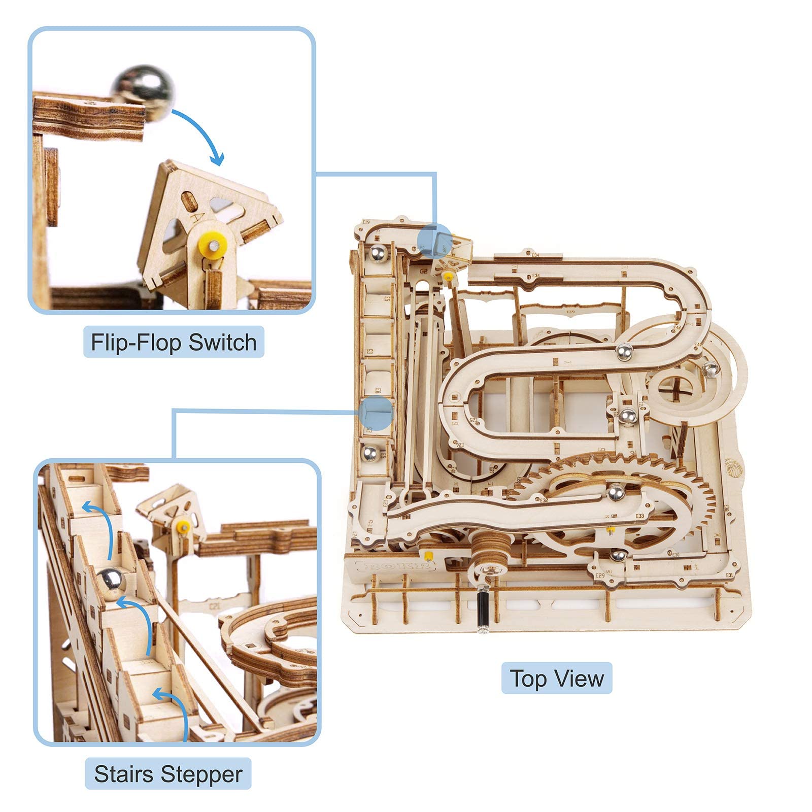 ROKR Wooden 3D Puzzle Marble Run Mechanical Model Kit - DIY Self-Assembly Brain Teaser for Adults & Teens - STEM Educational Toy for Home Office Decor & Stress Relief