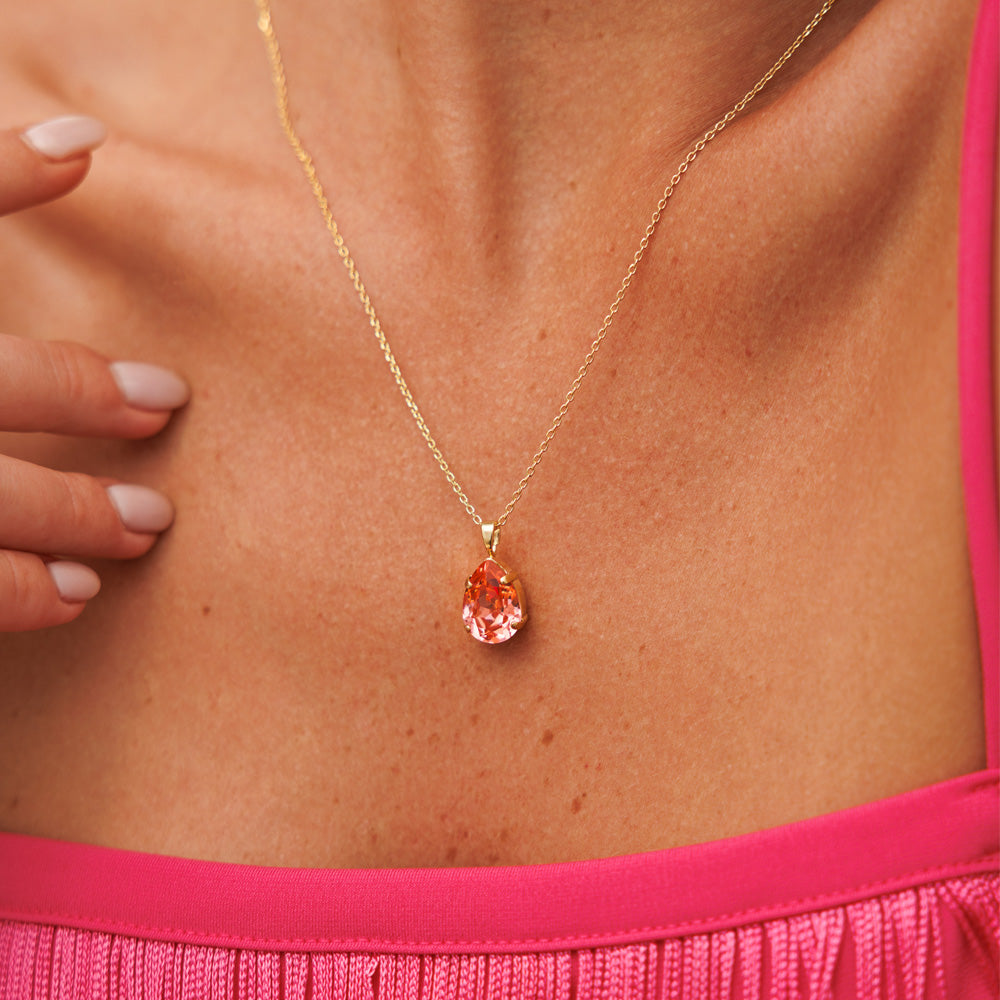 Classic Drop Necklace in Rose Peach - Elegant Jewelry for Women, Perfect for Weddings, Parties & Everyday Wear