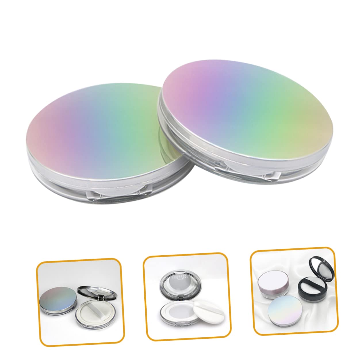 FRCOLOR 2-Pack Travel Makeup Powder Case with Mirror & Puff - Compact Loose Powder Container for On-the-Go Touch Ups, Perfect for Travel, Gym & Daily Purse