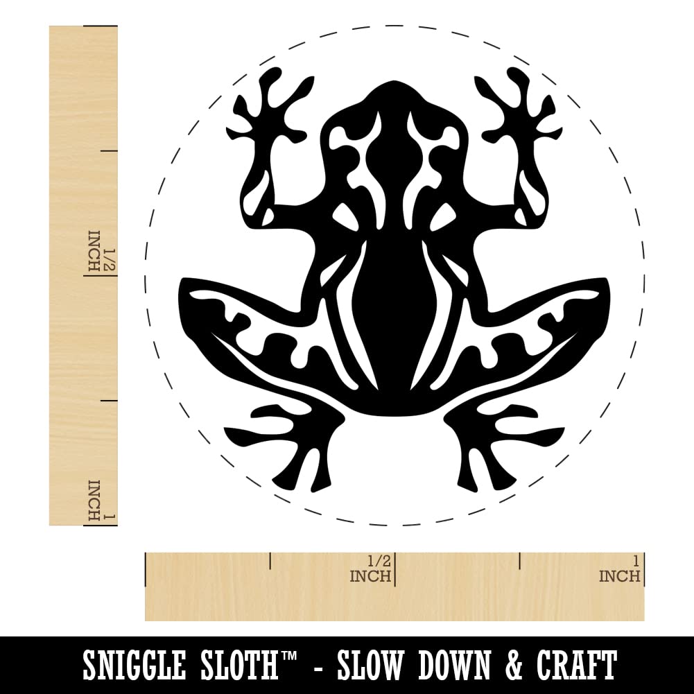 Tribal Frog Self-Inking Rubber Stamp - 1 Inch Medium Stamp with Black Ink for Crafting, Scrapbooking, Planner Decor & DIY Projects - Perfect for Journals, Cards, and Gift Wrapping