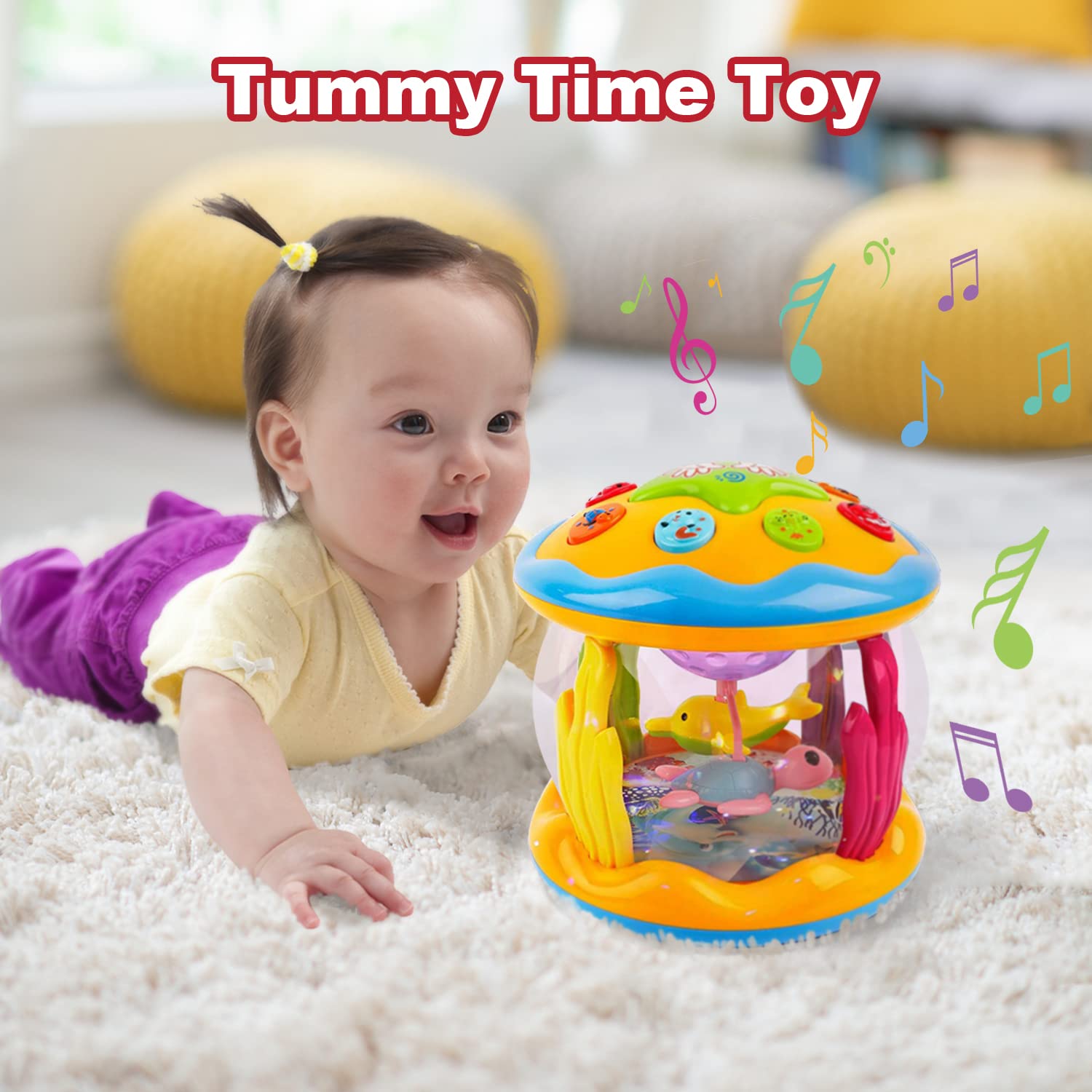 Ocean Projector Baby Toys with Music & Lights - Sensory Developmental Toys for 6-12 Month Olds - Crawling & Tummy Time Activity for Infants 3-18 Months - Perfect 1st Birthday Gift for Boys & Girls - Nursery Decor & Bedtime Soother