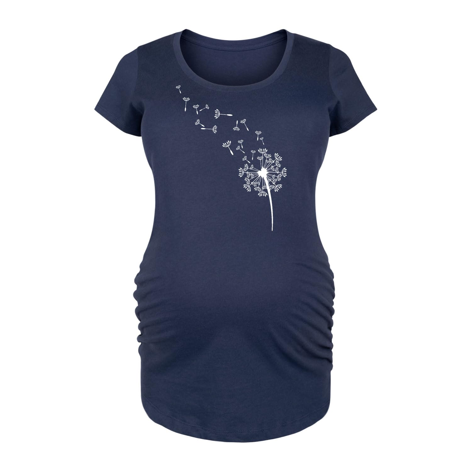 Organic Dandelion Seeds - Premium White Maternity Scoop Neck T-Shirt for Pregnancy Comfort | Soft Cotton Nursing Top for Expecting Mothers | Perfect for Casual Wear, Baby Showers & Maternity Photos