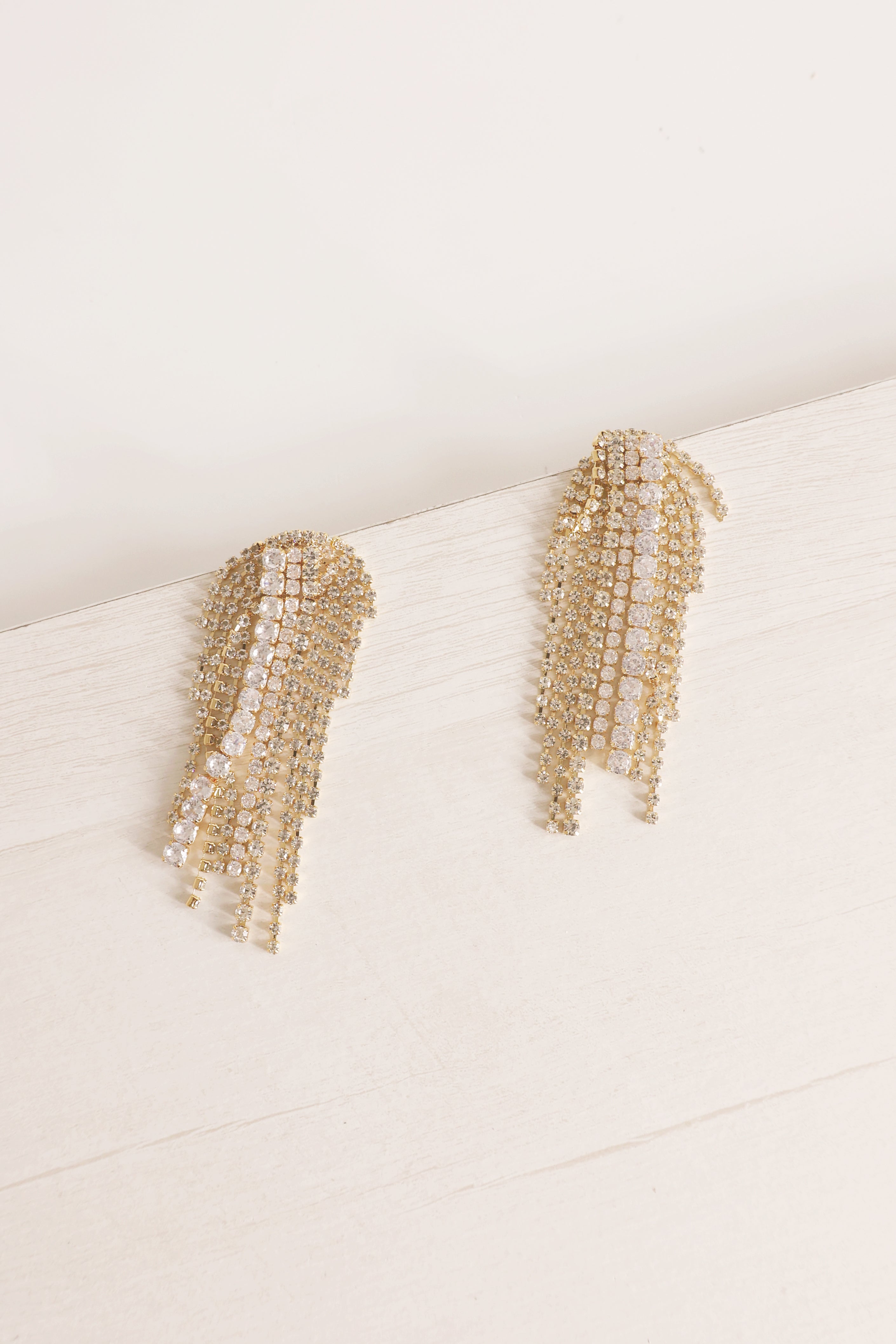 Tiffany Style Fringe Earrings for Women - Elegant Clear Crystal Dangle Earrings for Party, Wedding & Evening Wear