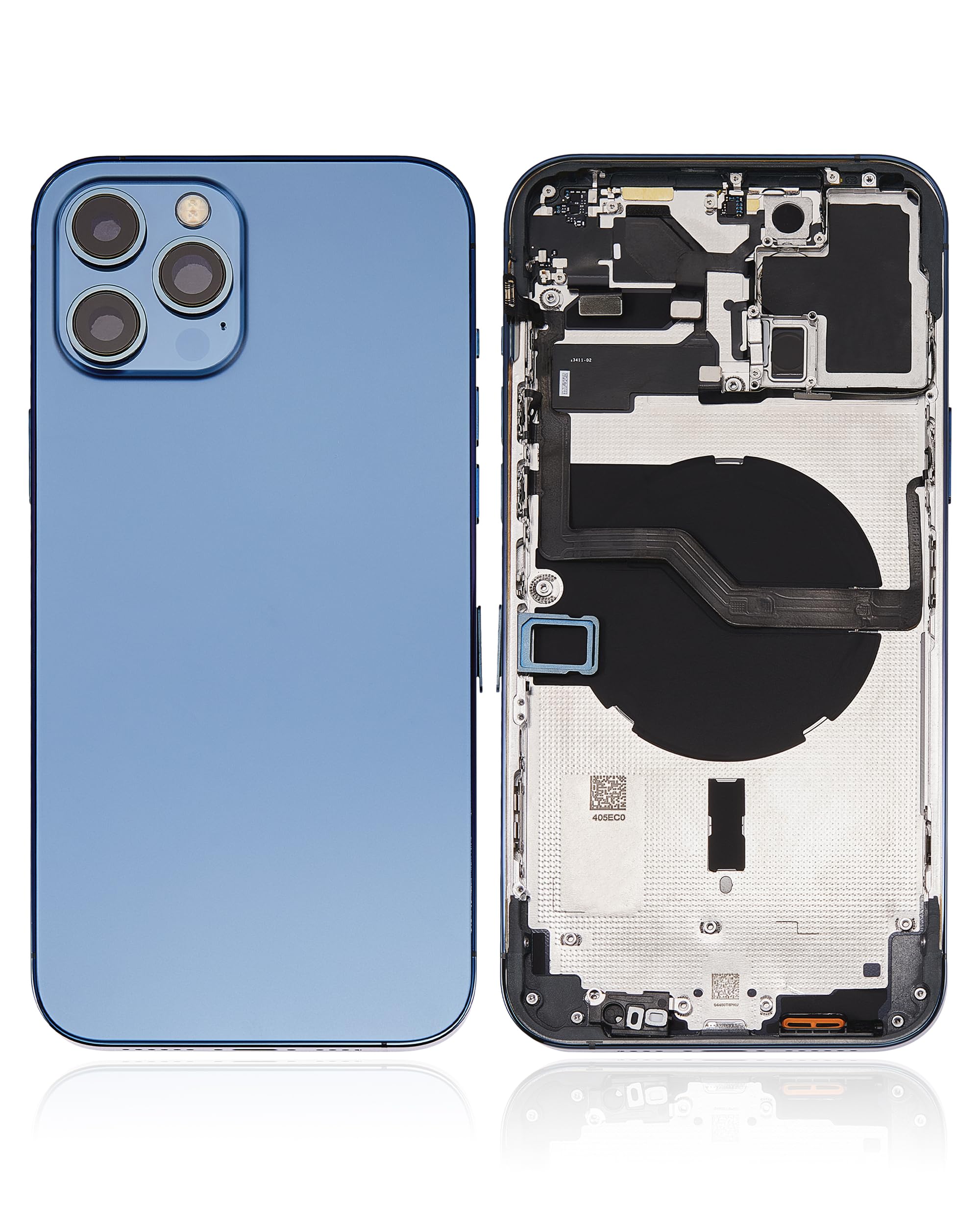Premium Replacement Back Housing with Pre-Installed Small Components for iPhone 12 Pro Max - Aftermarket Plus International Version in Pacific Blue | DIY Phone Repair & Protection Solution for Home, Office, and Travel Use