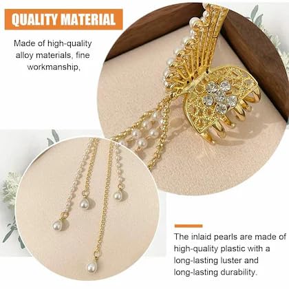 2 Pcs Cute Pearl Butterfly & Stone Hair Claw Clips - Elegant Hair Accessories Combo for Women & Girls | Perfect for Parties, Weddings & Daily Hairstyles
