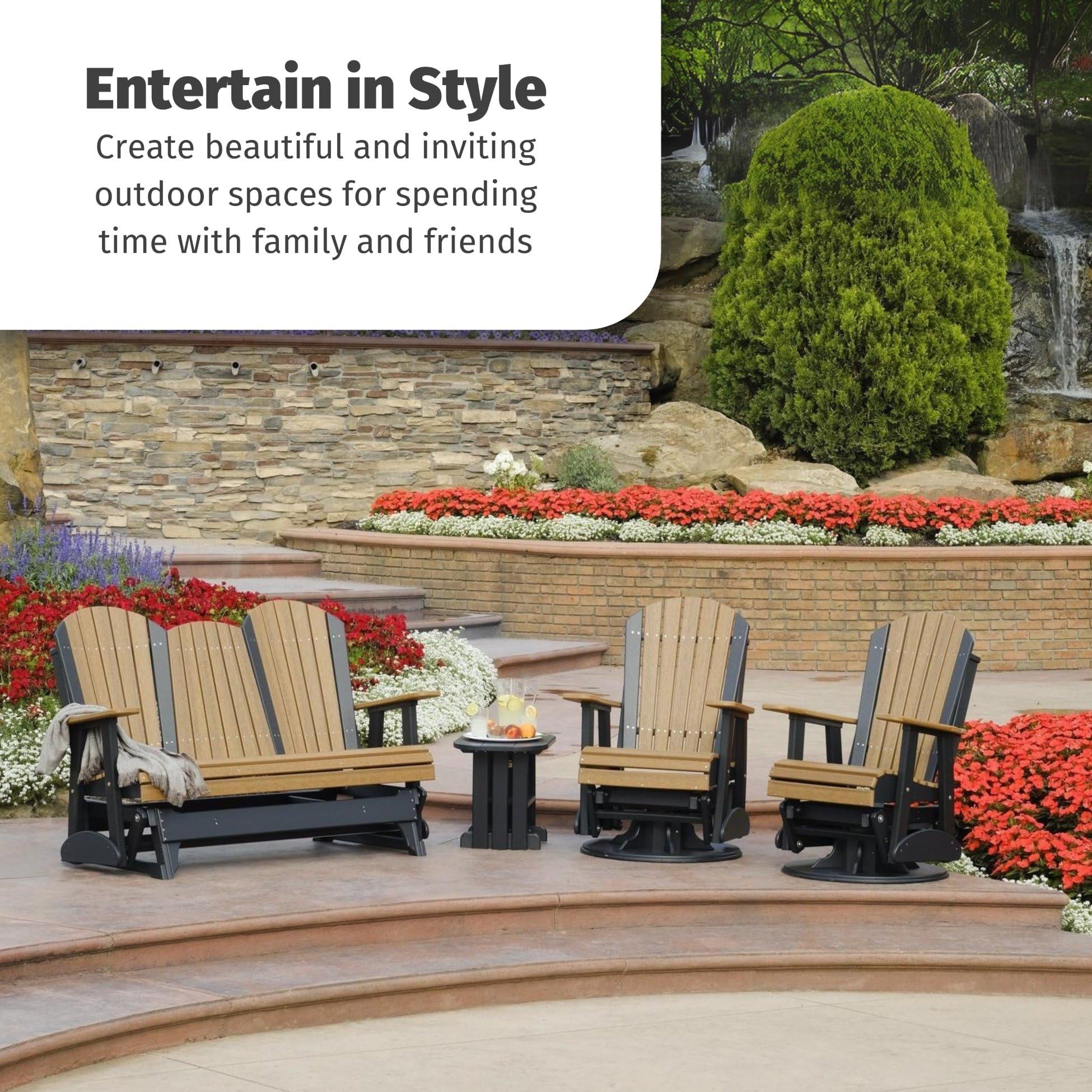 LuxCraft 2' Adirondack Outdoor Swivel Glider Chair - Patio Rocking Chair with 360° Rotation in Antique Mahogany Finish | Perfect for Backyard, Garden, Deck & Poolside Relaxation