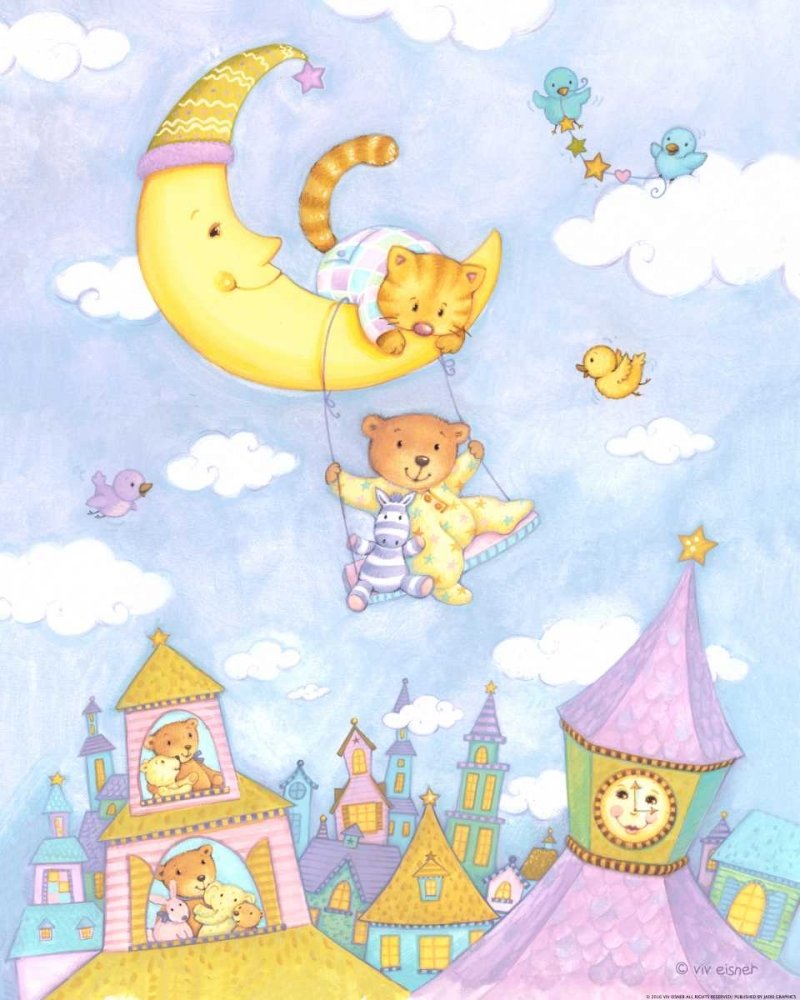 Viv Eisner Moon Swing Poster Print - 24x30 Inch Wall Art Decor for Living Room, Bedroom & Office