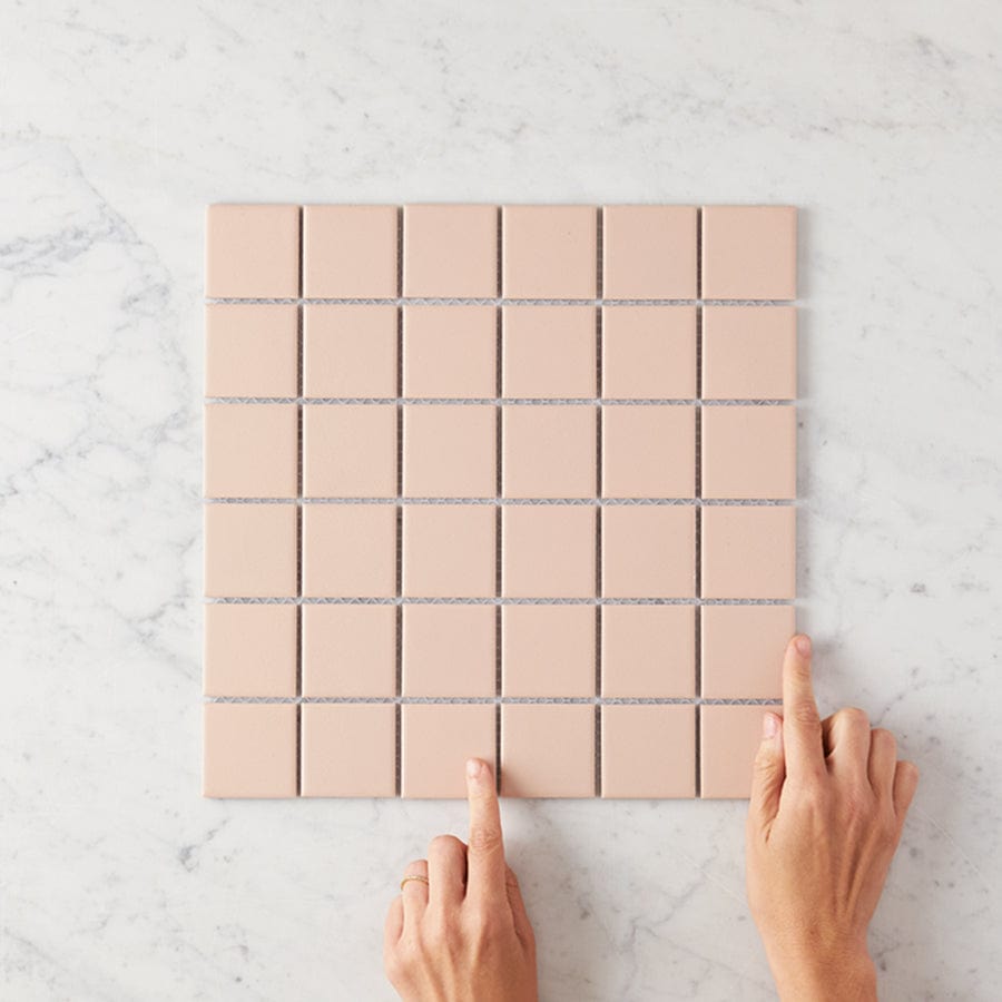 Haddon Pink Matte Medium Square Tile - 12x12 Inch Ceramic Wall & Floor Tile for Kitchen, Bathroom, and Backsplash - Waterproof & Easy to Clean