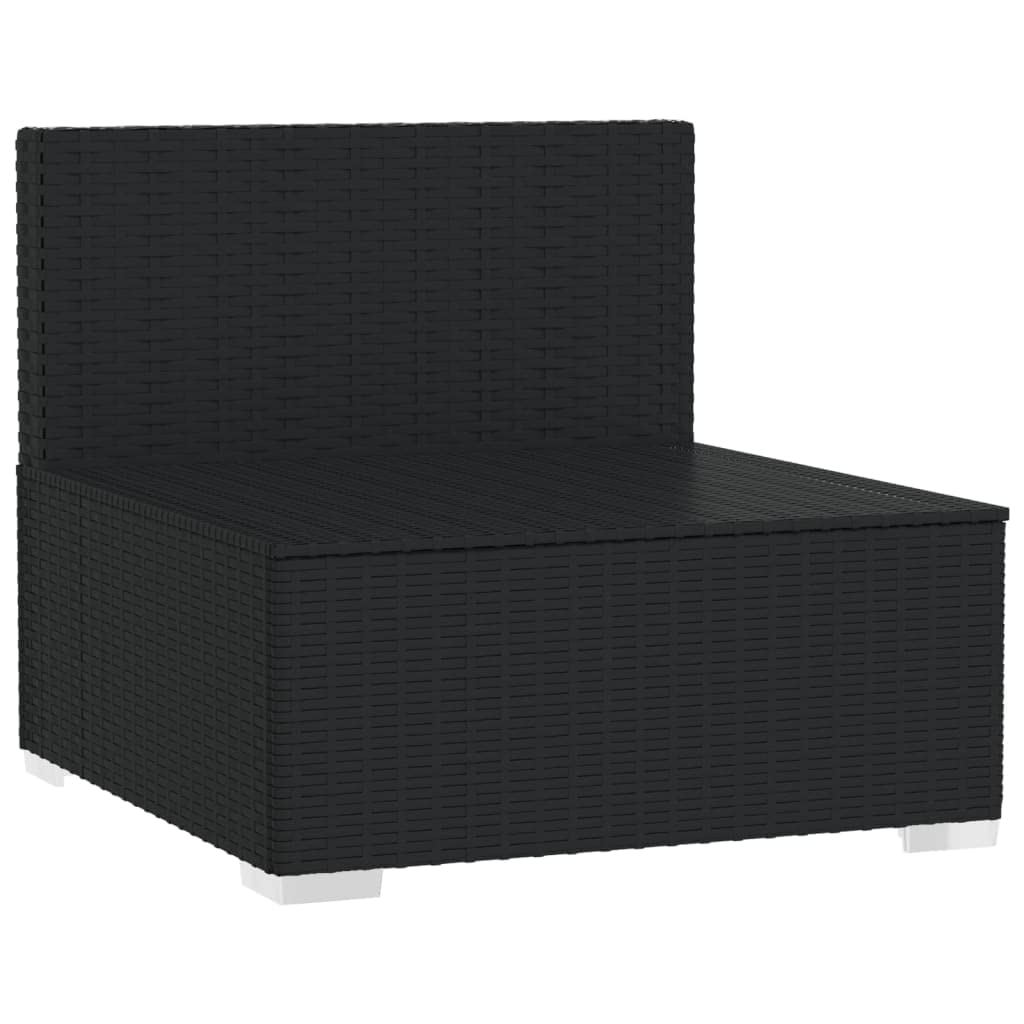 Premium Black Poly Rattan Patio Furniture Set with Blue Cushions - 4-Piece Outdoor Seating for Garden, Deck, or Poolside Relaxation