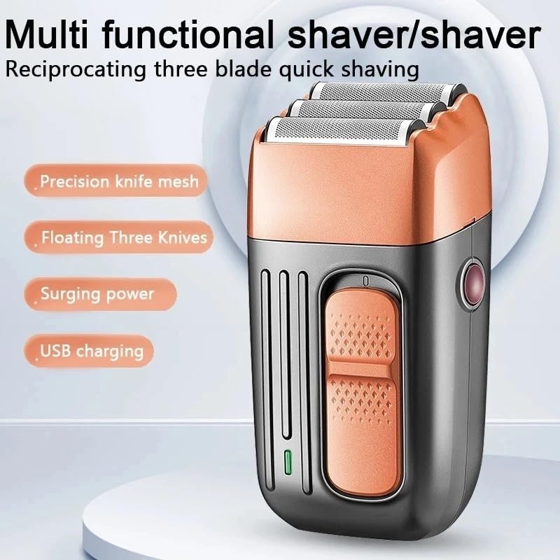 Men's Electric Shaver - USB Rechargeable Portable Beard Trimmer & Facial Hair Shaver for Travel, Home & Office Use - Mini Cordless Shaving Machine with Precision Blades