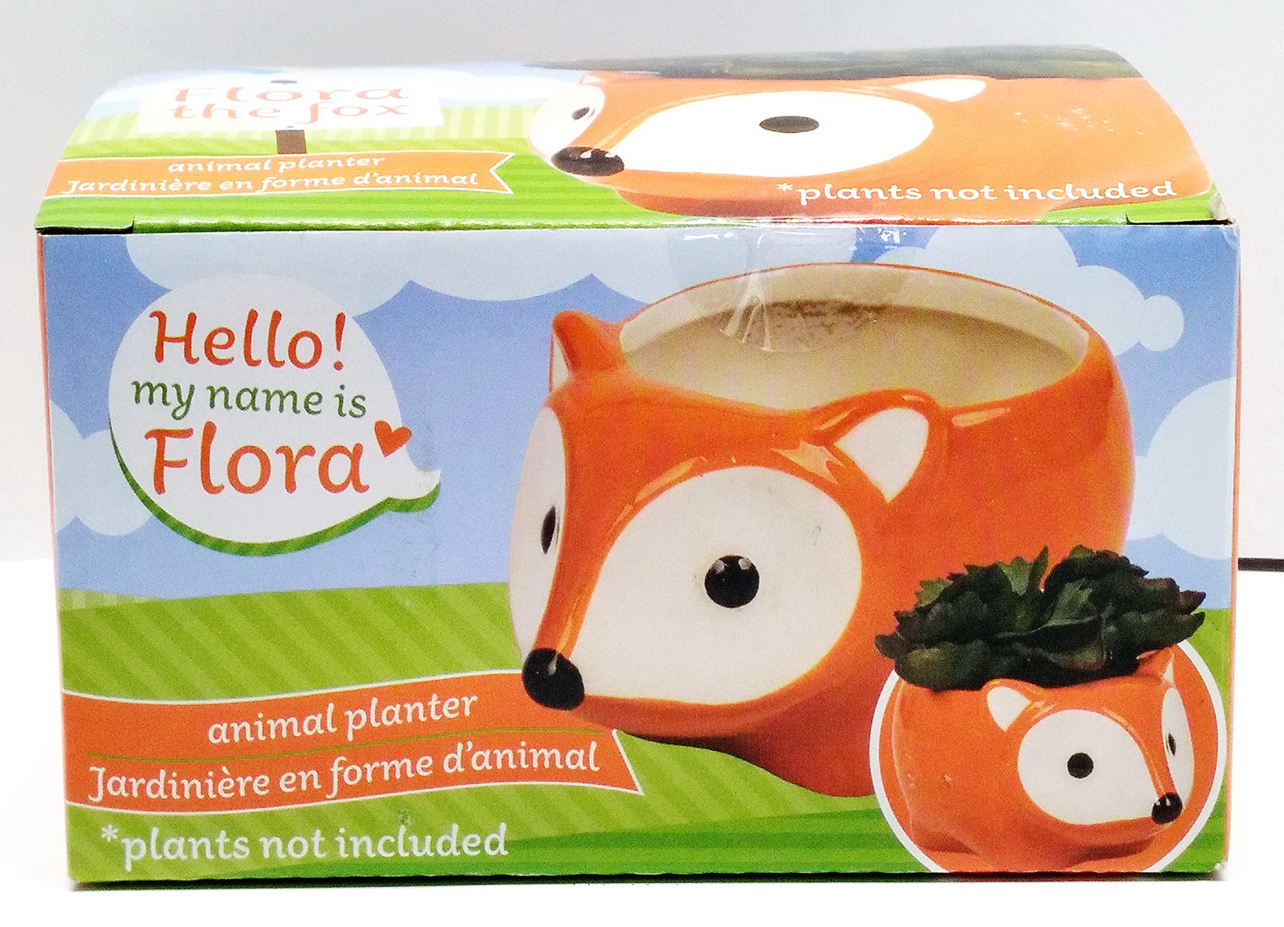 Orange Flora Fox Ceramic Planter Pot - Handmade Flower Pot for Indoor Plants, Succulents & Home Decor | Perfect for Windowsills, Desks & Gift Ideas