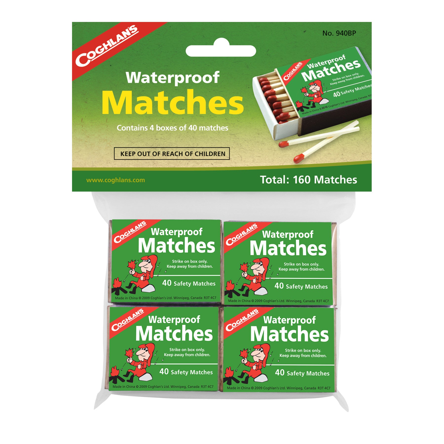 Coghlan's Waterproof Matches – Stormproof & Windproof Survival Matches for Camping, Hiking, and Emergency Preparedness