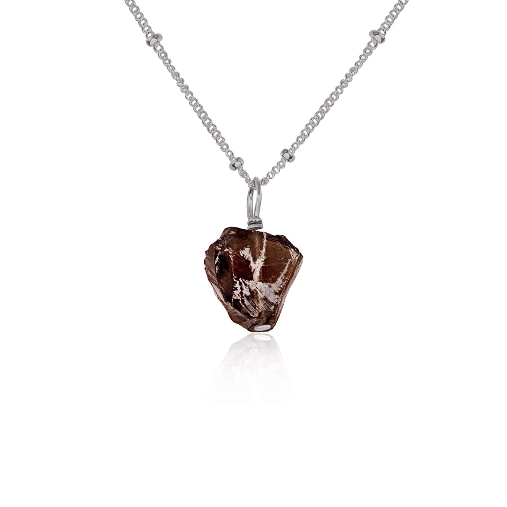 Natural Raw Smoky Quartz Pendant Necklace for Women - Elegant Healing Crystal Jewelry for Spiritual Protection & Everyday Wear