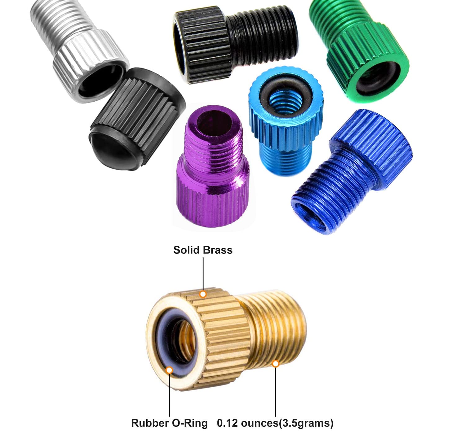 5-Pack Presta to Schrader Valve Adapter - French/UK to US Bike Pump Converter with 15 Valve Caps - Compatible with Mountain Bikes, Road Bikes & Car Tires (Black) - Perfect for Cycling, Road Trips & Emergency Tire Inflation