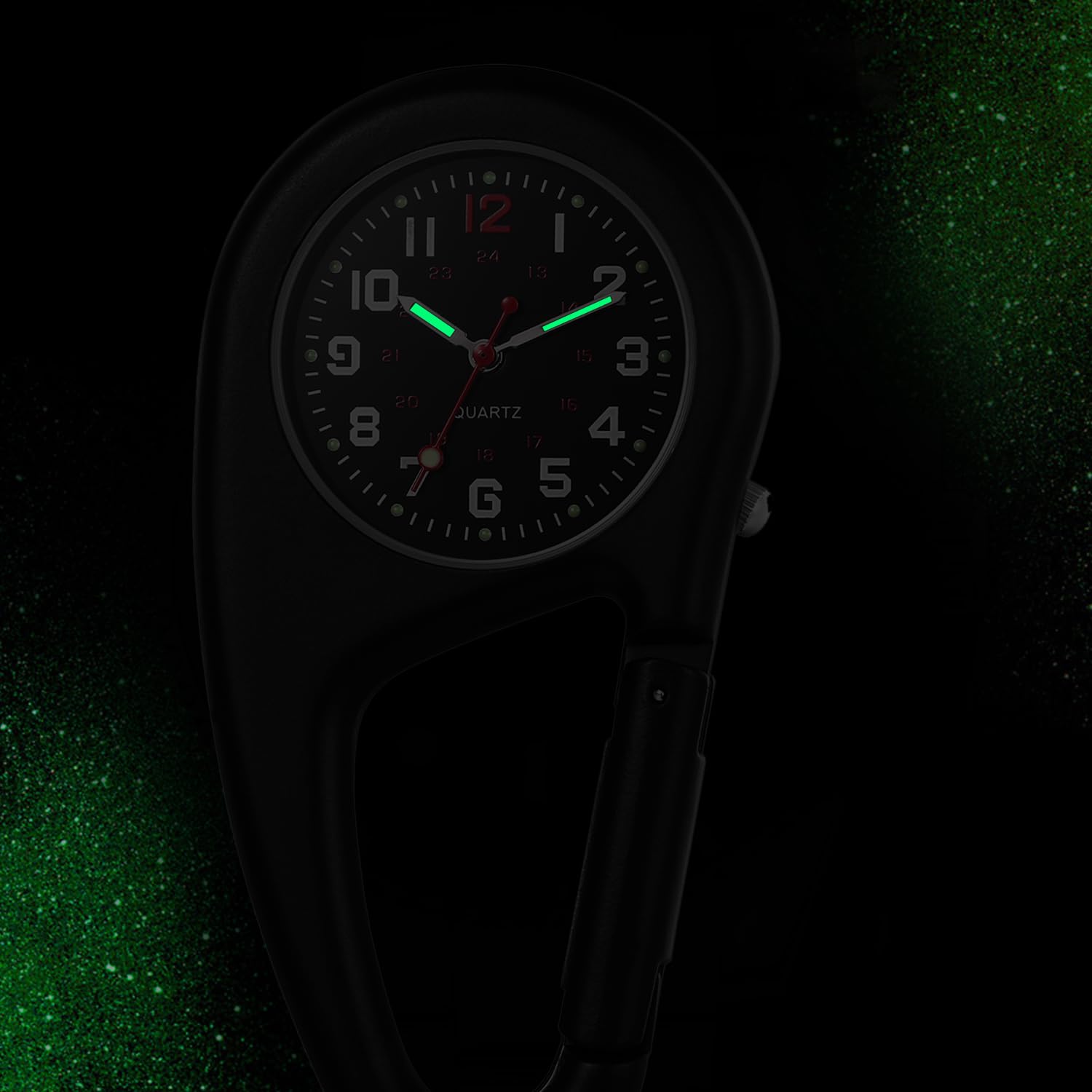 Clip on Watch Carabiner - Glow in The Dark Waterproof Pocket Watch for Men & Women | Perfect for Doctors, Nurses, Hiking & Outdoor Activities | Novelty Fob Watch with Carabiner Clip