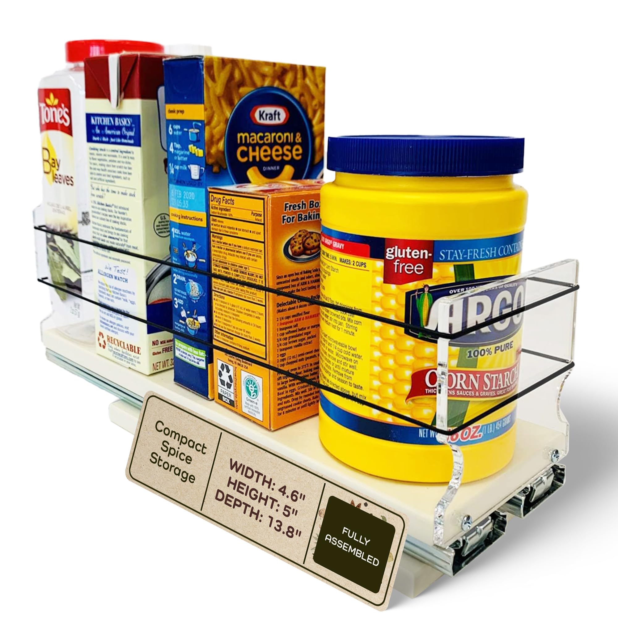 Heavy Duty Pull Out Spice Rack Drawer Organizer - 13.8