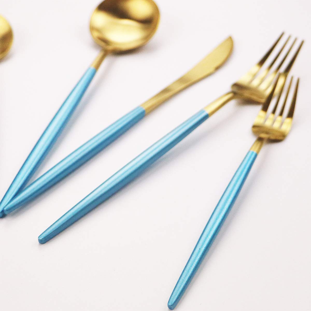 Premium 40-Piece Royal Blue Flatware Set - 18/10 Stainless Steel Cutlery with Matte Blue Handles (Forks, Spoons, Knives for 8) - Elegant Dinnerware for Home, Camping & Travel Use
