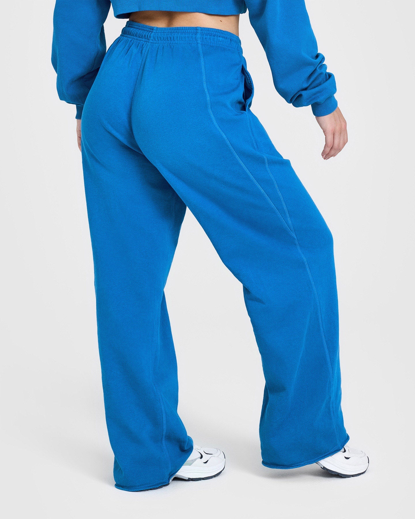Retro Blue Wide Leg Joggers for Women - Raw Lounge Graphic Print Lounge Pants | Comfortable Casual Wear for Yoga, Running & Home Relaxation