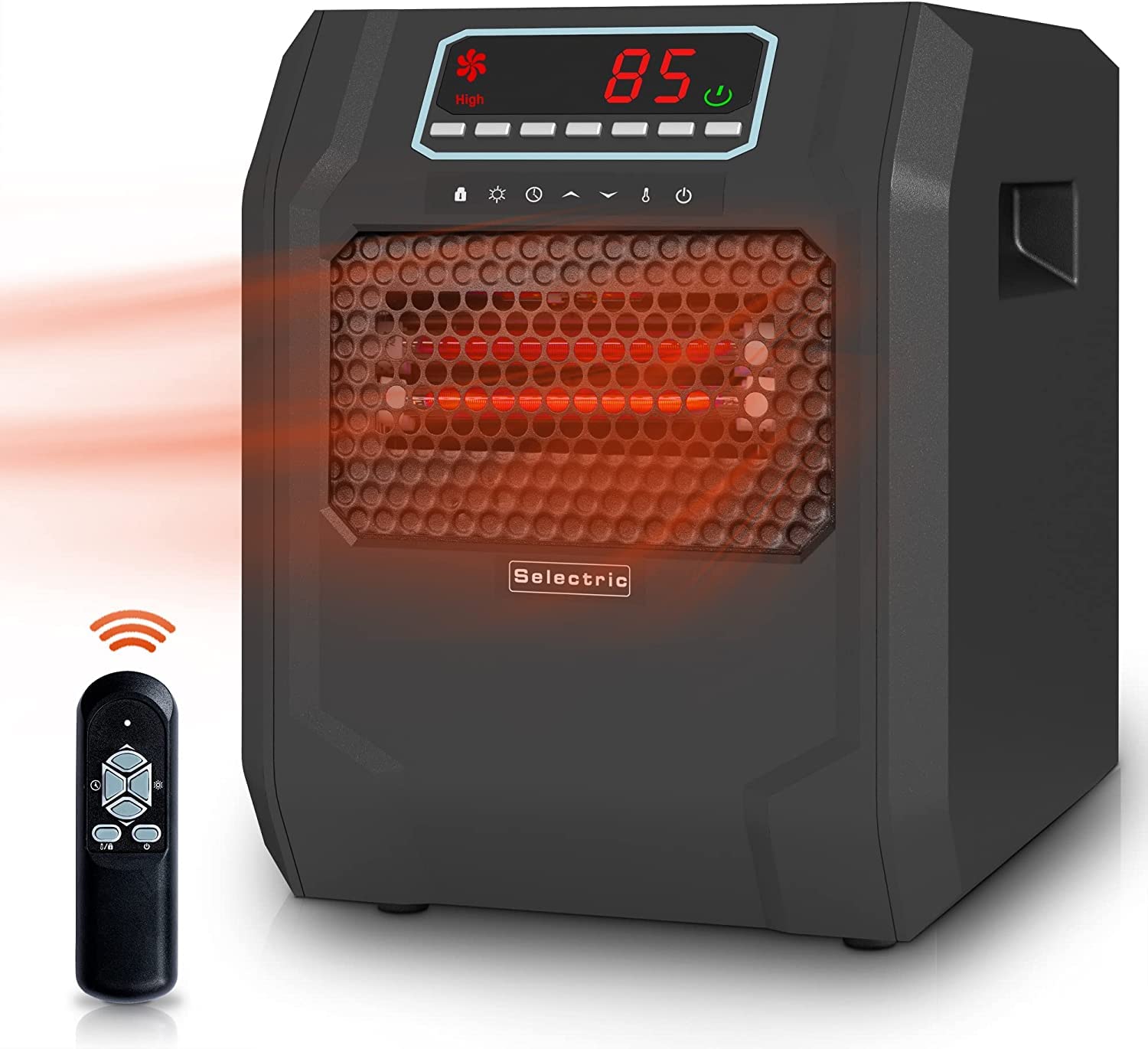 VOLTORB Freestanding Portable Electric Space Heater with LED Display & Remote Control - 1500W Fast Heating, Fan Only Mode, Quiet Operation for Bedroom, Office, Indoor Use - Energy Efficient Black Heater for Winter & Cold Weather