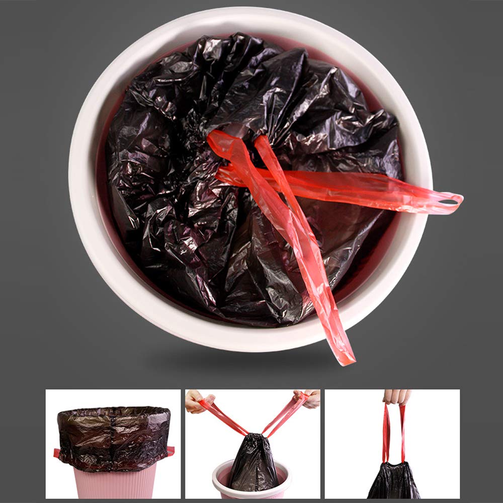 1.5 Gallon Trash Can Liners Black - Heavy Duty Drawstring Trash Bags for Small Wastebaskets, Bathroom & Office Use