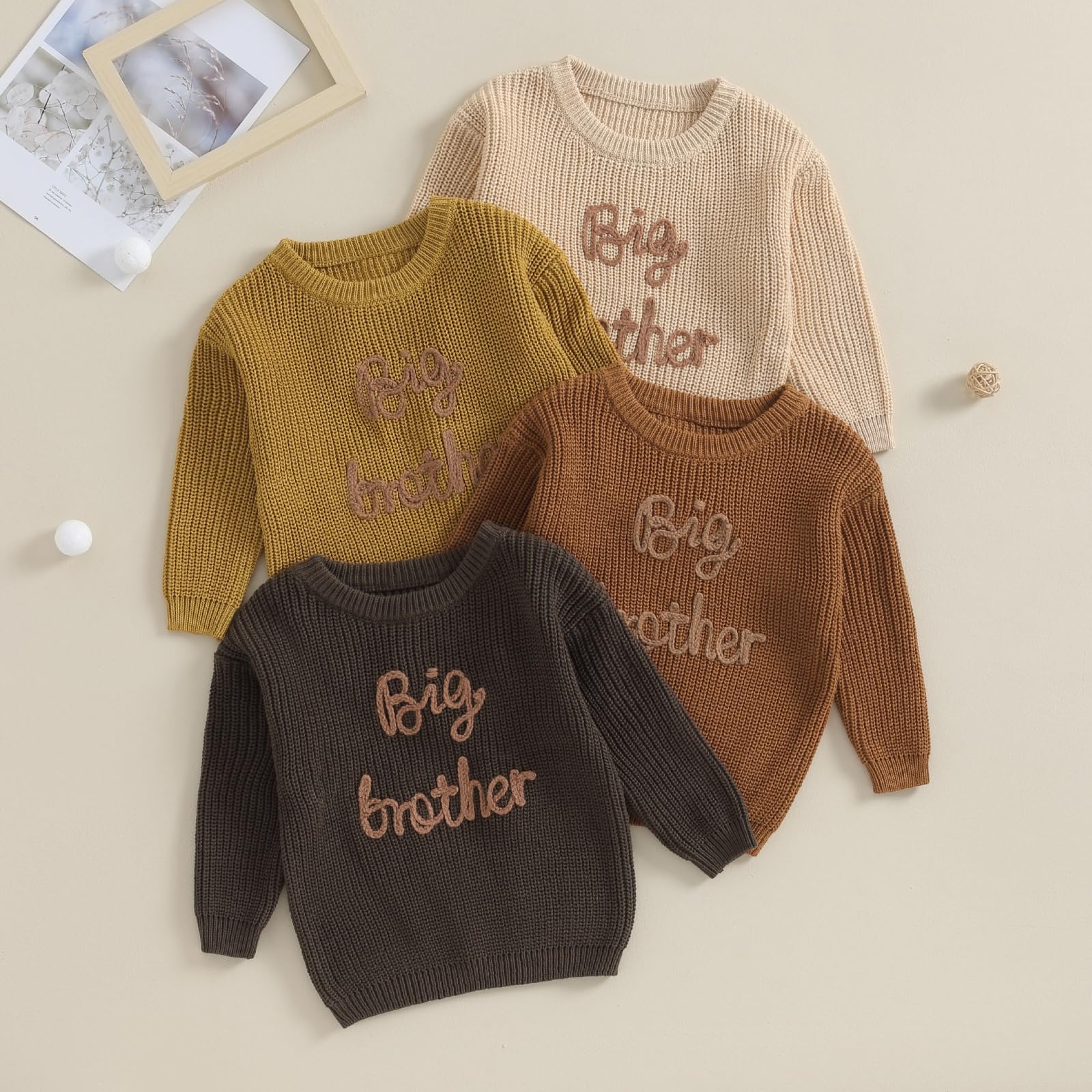Matching Knit Sweaters for Toddler Sisters - Letter Embroidered Outfits for Family Photos
