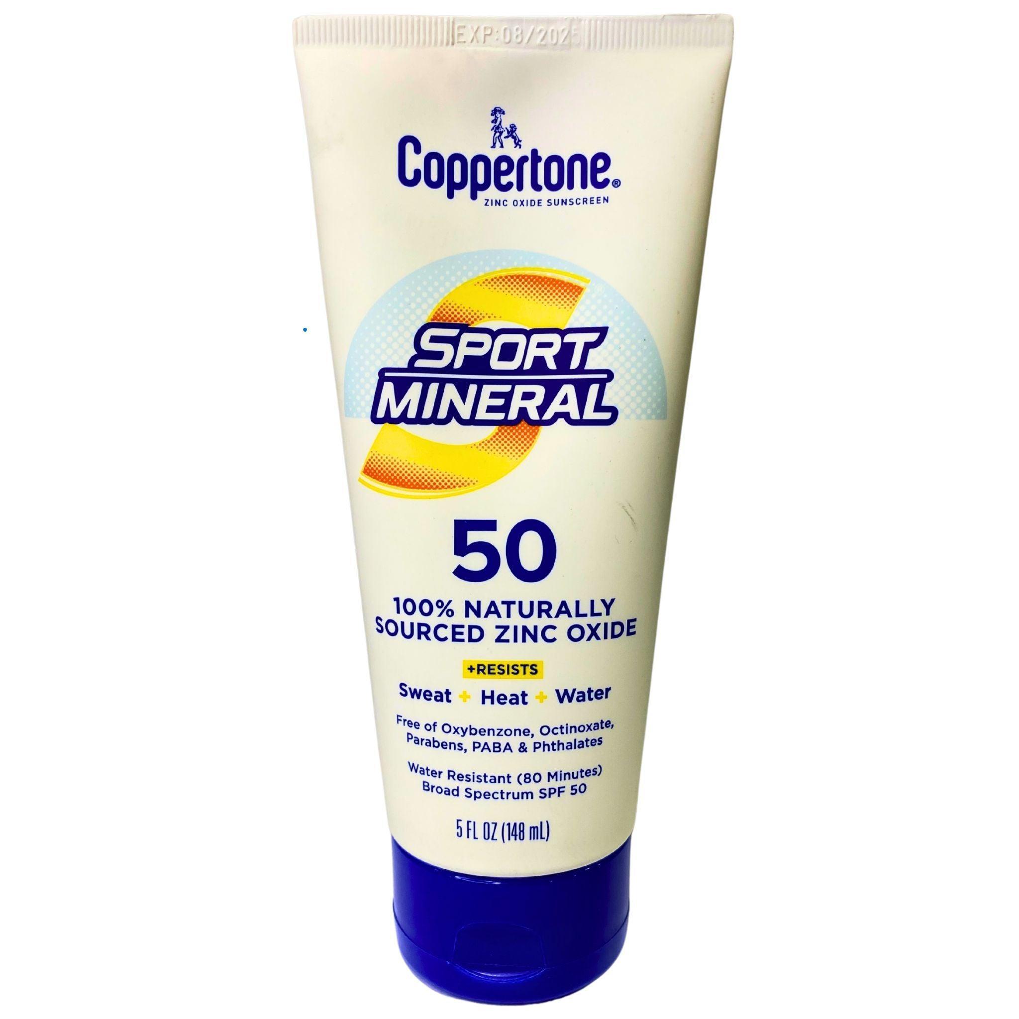 Coppertone Zinc Oxide Sunscreen Sport Mineral SPF 50 - 5 Oz (78 Pack Bulk) | Water-Resistant Sun Protection for Outdoor Activities, Swimming & Beach Days