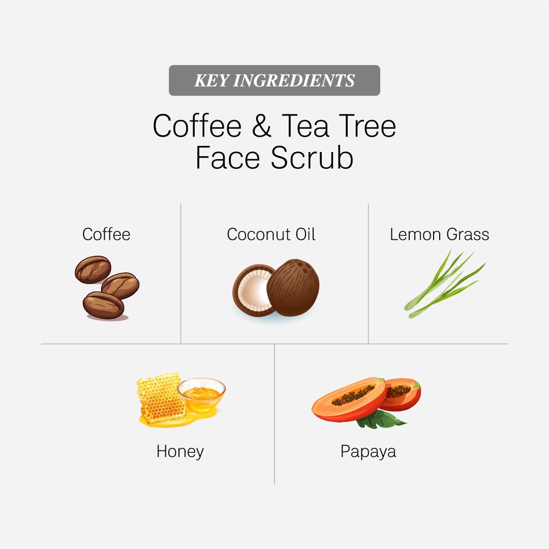 CB Cerybee Coffee & Tea Tree Oil Face Scrub - Natural Exfoliator for Smooth Glowing Skin | Toxin-Free, Paraben-Free, Sulfate-Free, Cruelty-Free Skincare | Unisex Facial Cleanser (100g) | Perfect for Morning Routine & Acne-Prone Skin Care