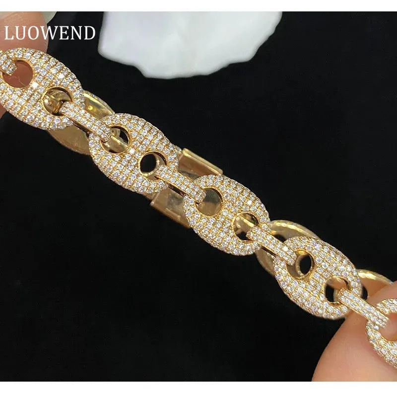 18K Yellow Gold Pig Nose Diamond Bracelet for Women - 4.75 Carat Real Natural Diamonds, Elegant Party Jewelry Gift for Anniversary, Wedding & Special Occasions